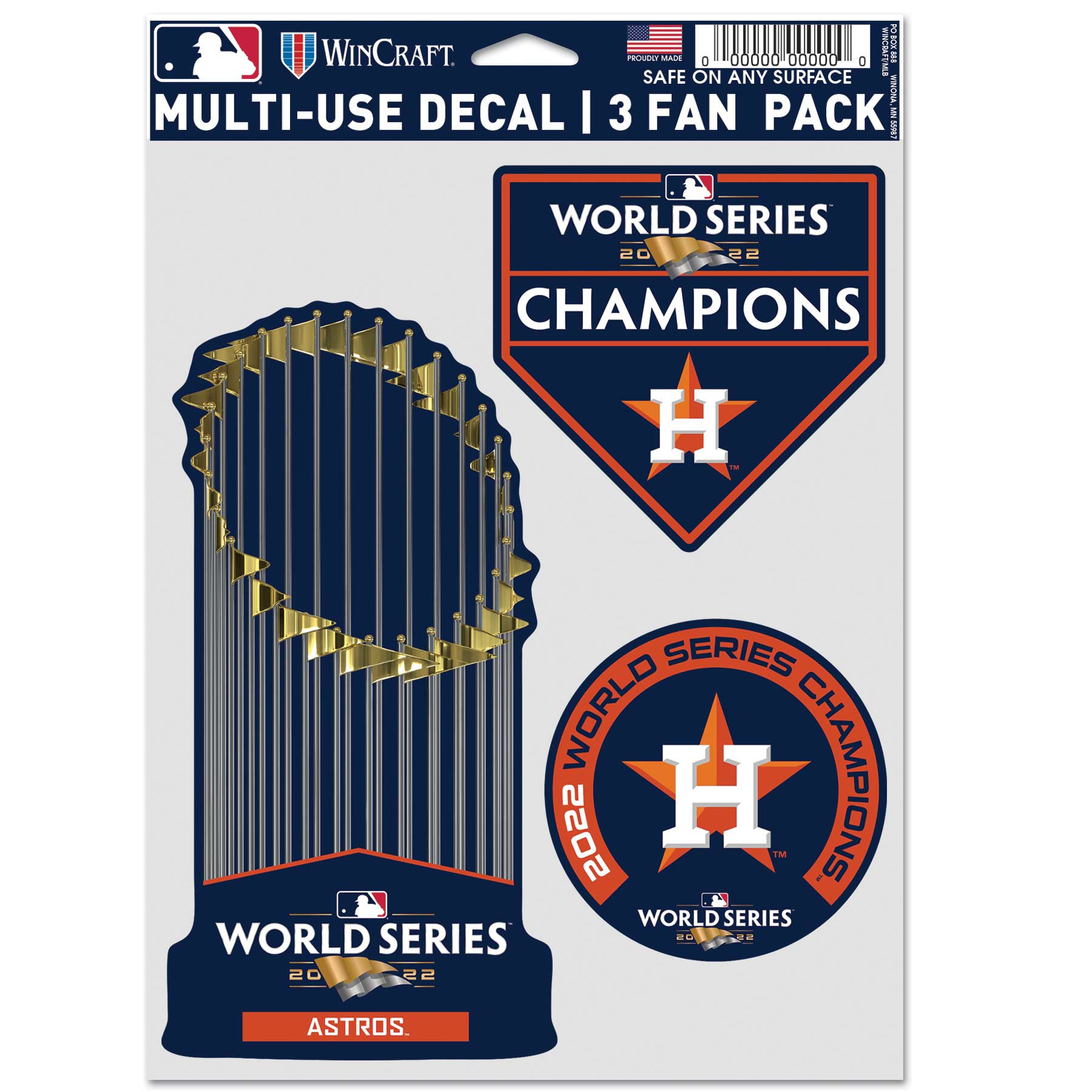Houston Astros 2022 World Series Champions MLB Aufkleber-Set (3 Stk.)