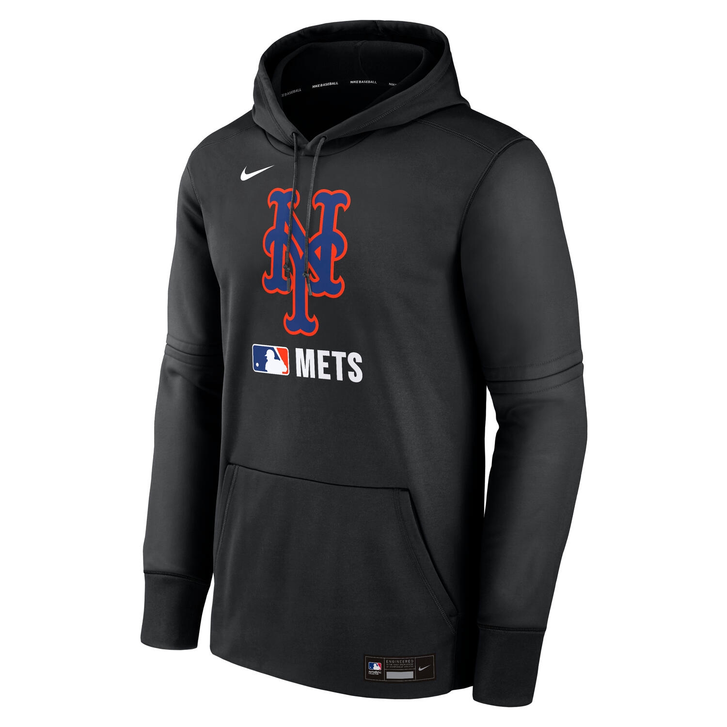 New York Mets 2025 MLB Authentic Performance Therma Hoodie Black