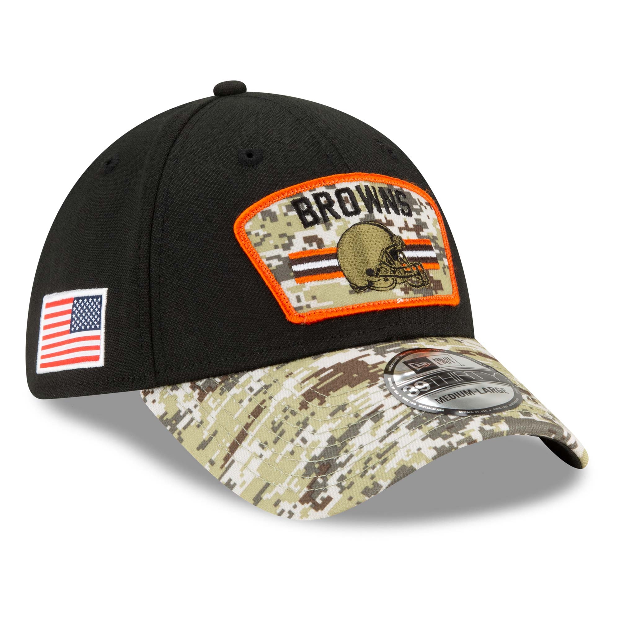 Cleveland Browns 2021 NFL On-Field Salute to Service New Era 39THIRTY Flex Fit Cap