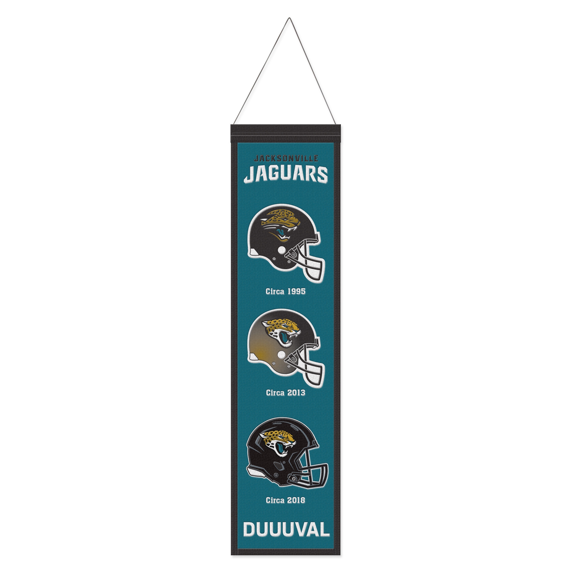 Jacksonville Jaguars Logo Evolution NFL Wool Banner