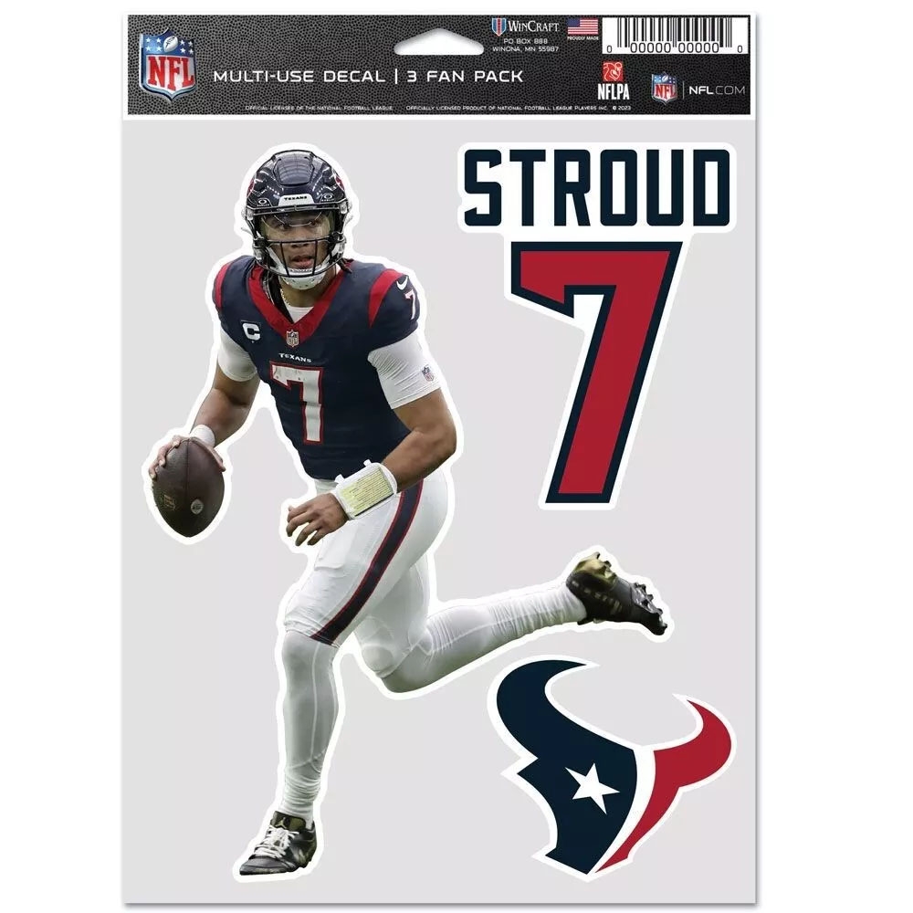 C.J. Stroud #7 Houston Texans Player NFL Aufkleber-Set (3 Stk.)