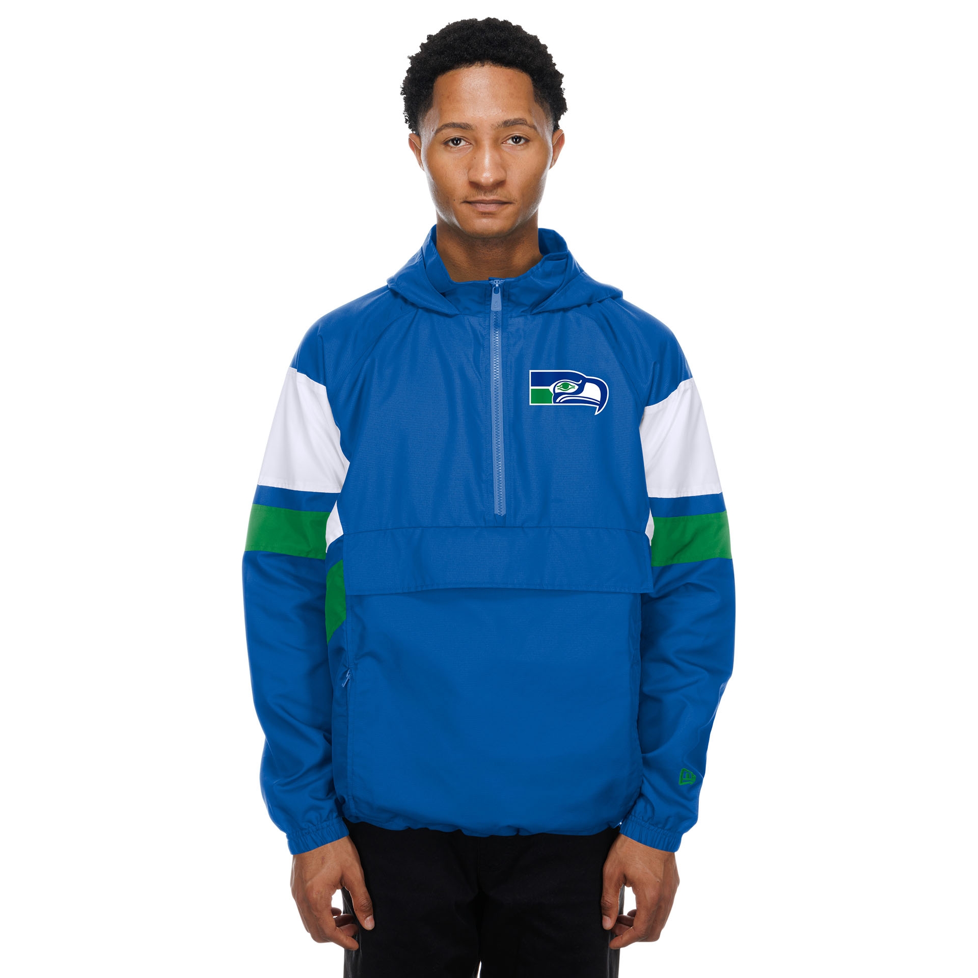 Seattle Seahawks NFL Quarter Zip Windbreaker Jacke Blau
