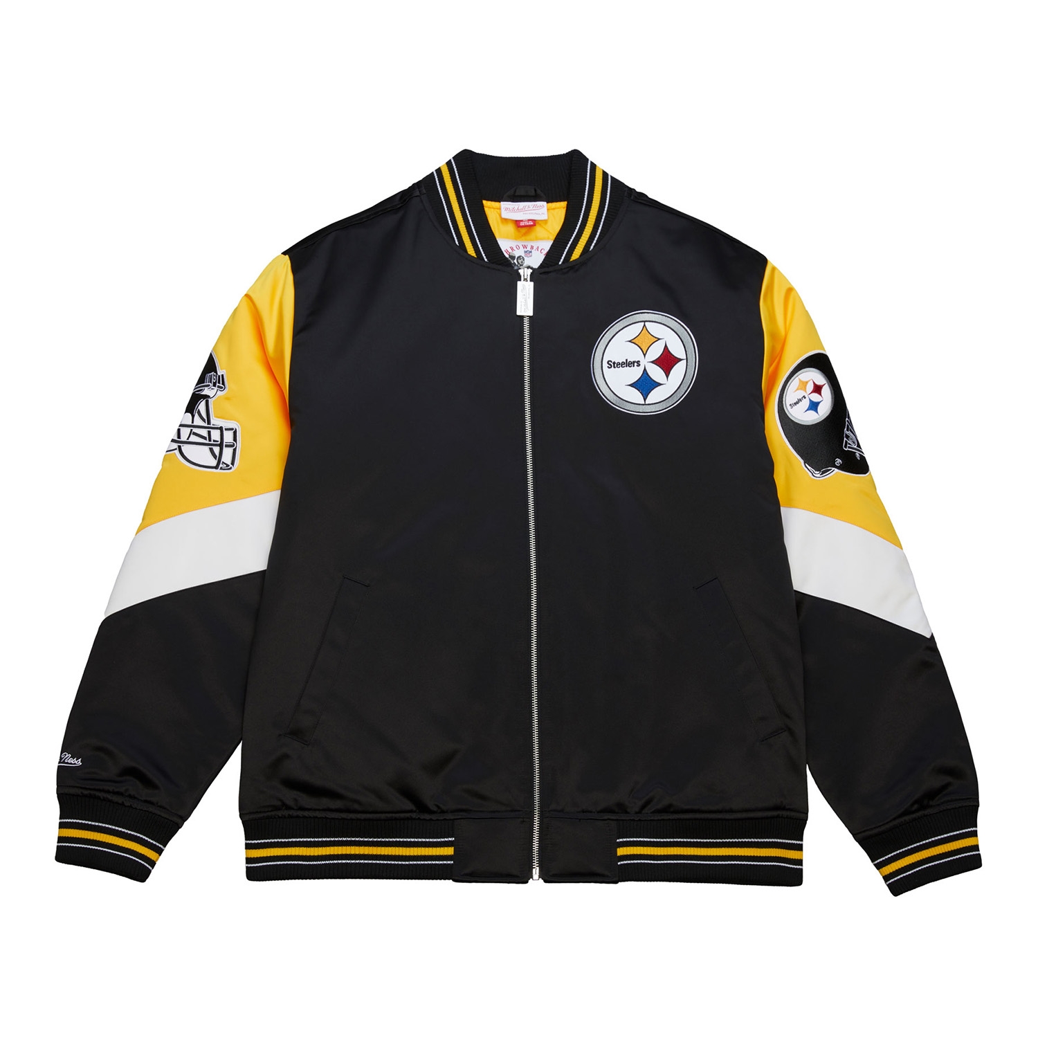 Pittsburgh Steelers Throw it Back Heavyweight Satin NFL Jacke Schwarz