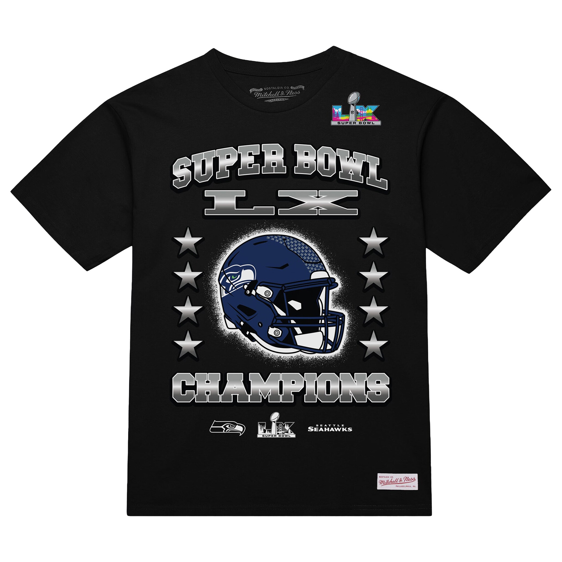 Seattle Seahawks Super Bowl LX Champions T-Shirt Schwarz