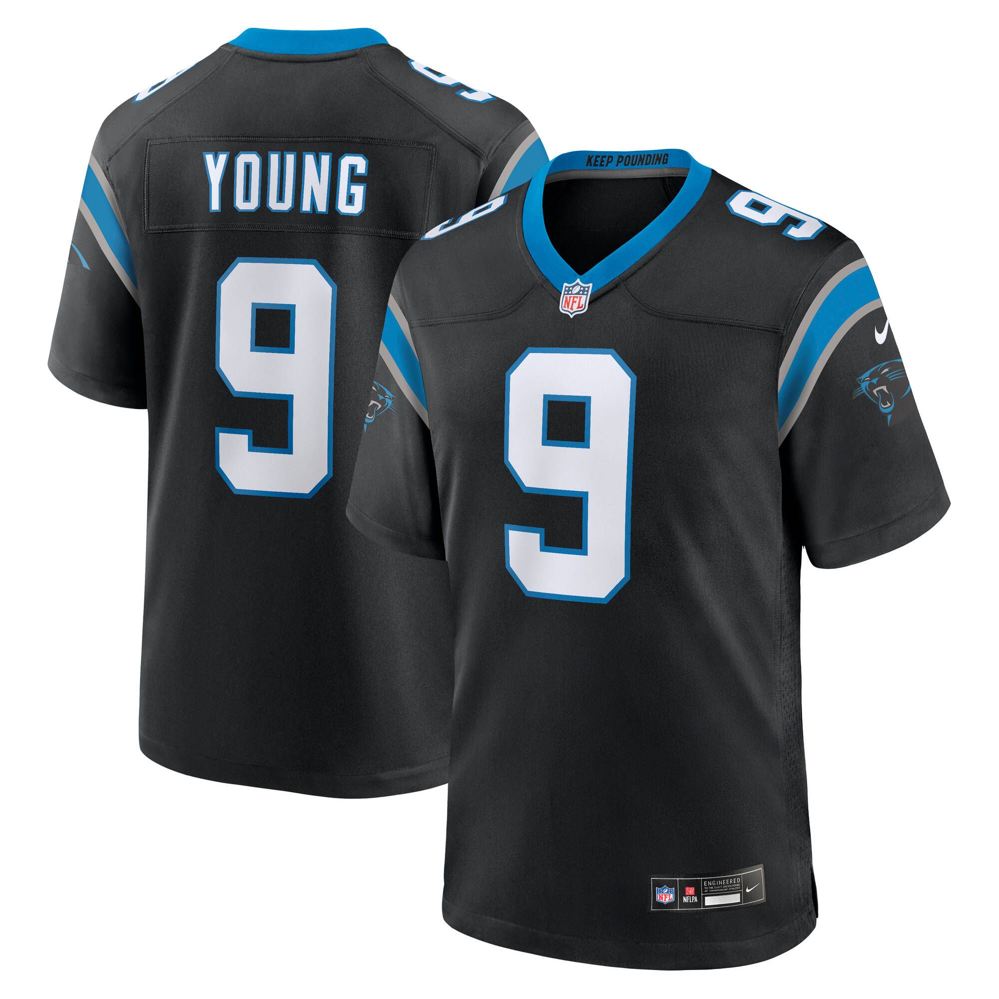 Bryce Young #9 Carolina Panthers Nike Game NFL Trikot Schwarz