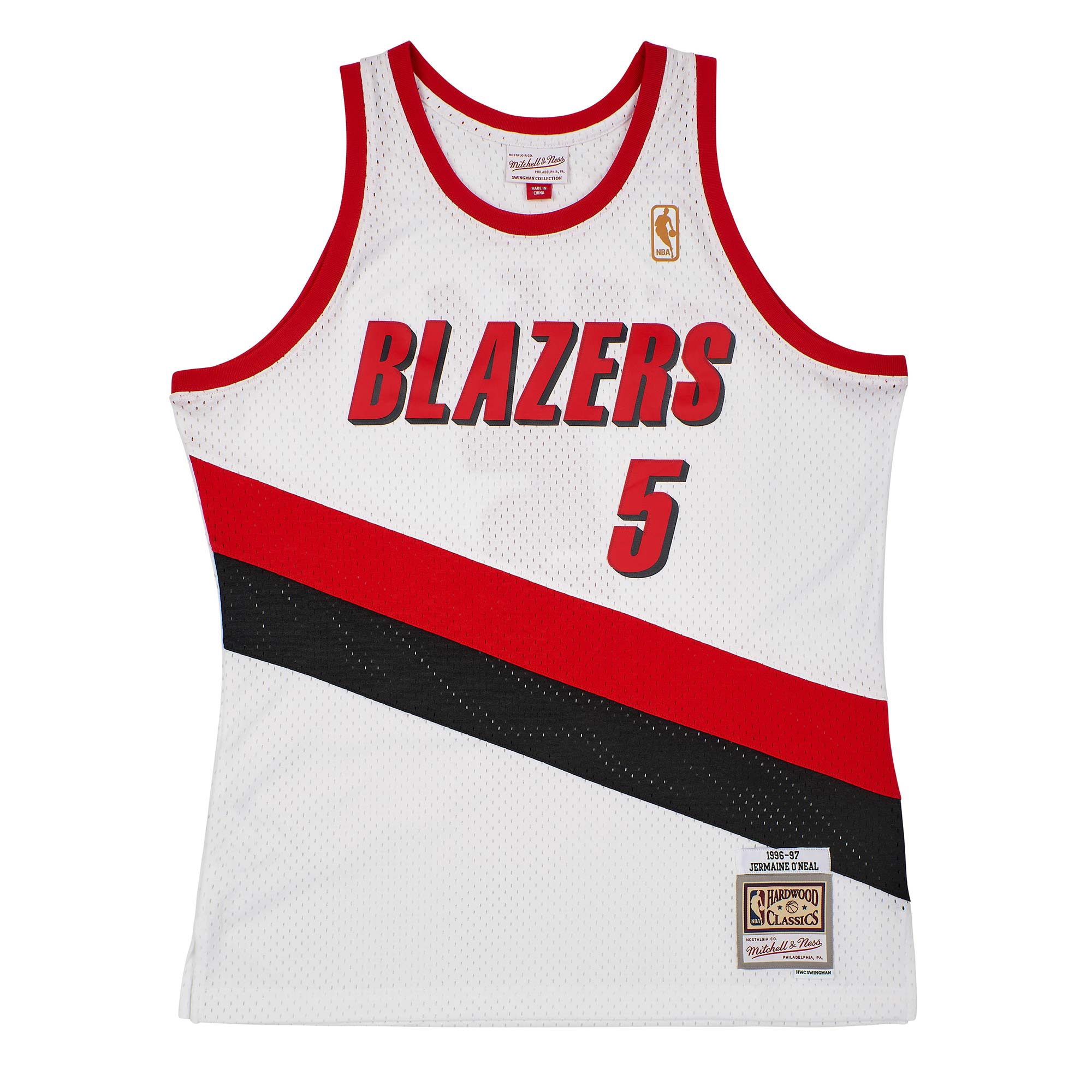 Jermaine O'Neal #5 Portland Trail Blazers 1996-97 Mitchell & Ness Swingman NBA Trikot Weiß