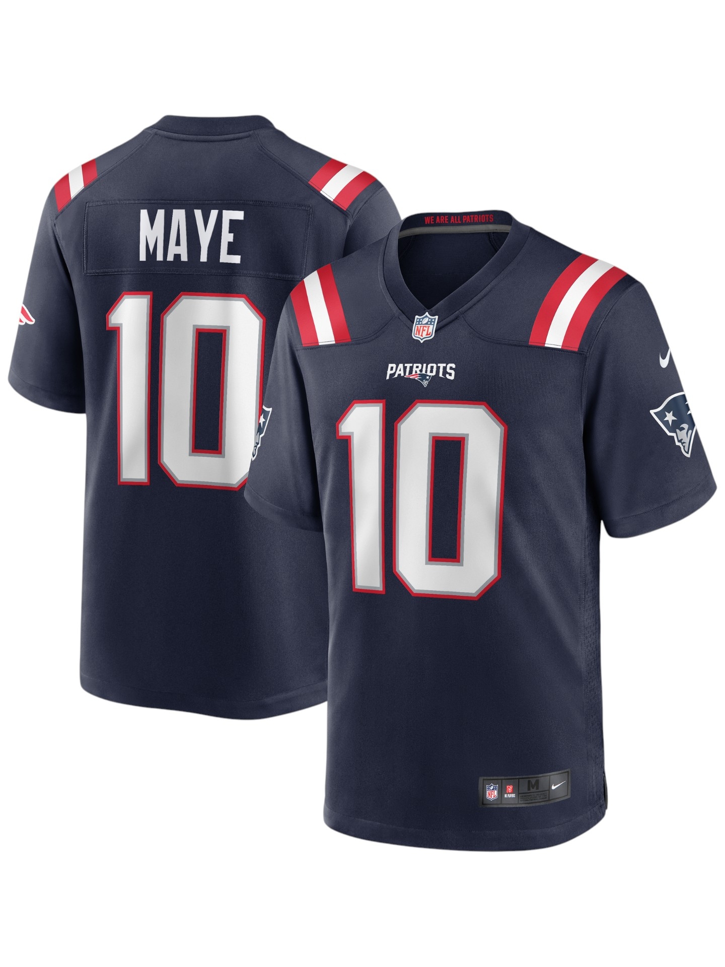 Drake Maye #10 New England Patriots Game NFL Trikot Navy