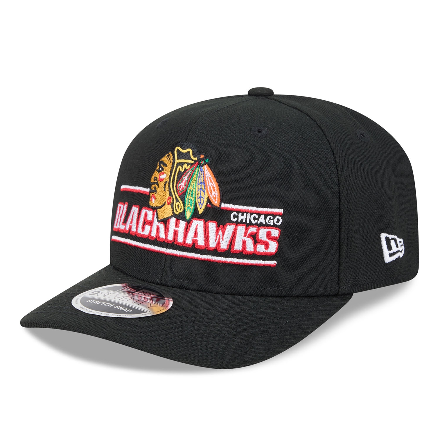 Chicago Blackhawks NHL Stated 9SEVENTY Stretch-Snap Cap Schwarz