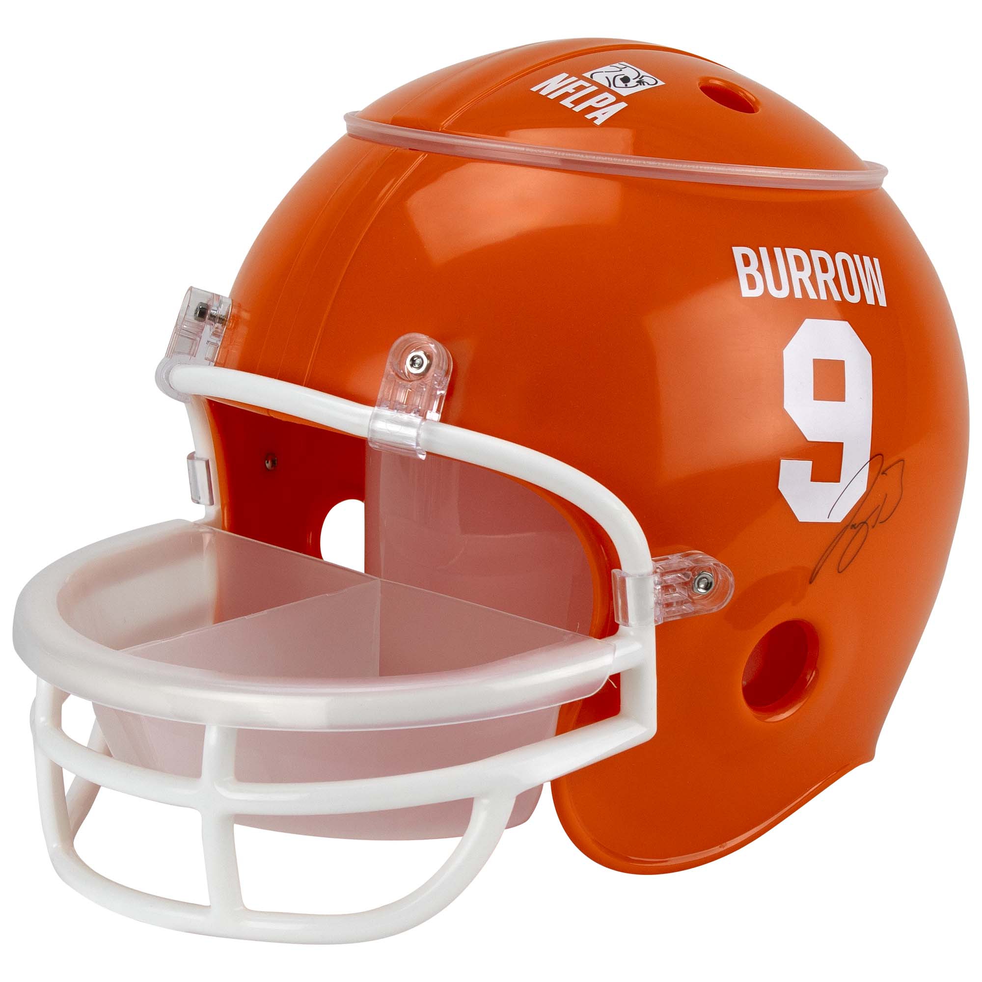 Joe Burrow #9 Cincinnati Bengals NFLPA Snackhelm (inkl. Team Sticker-Set)