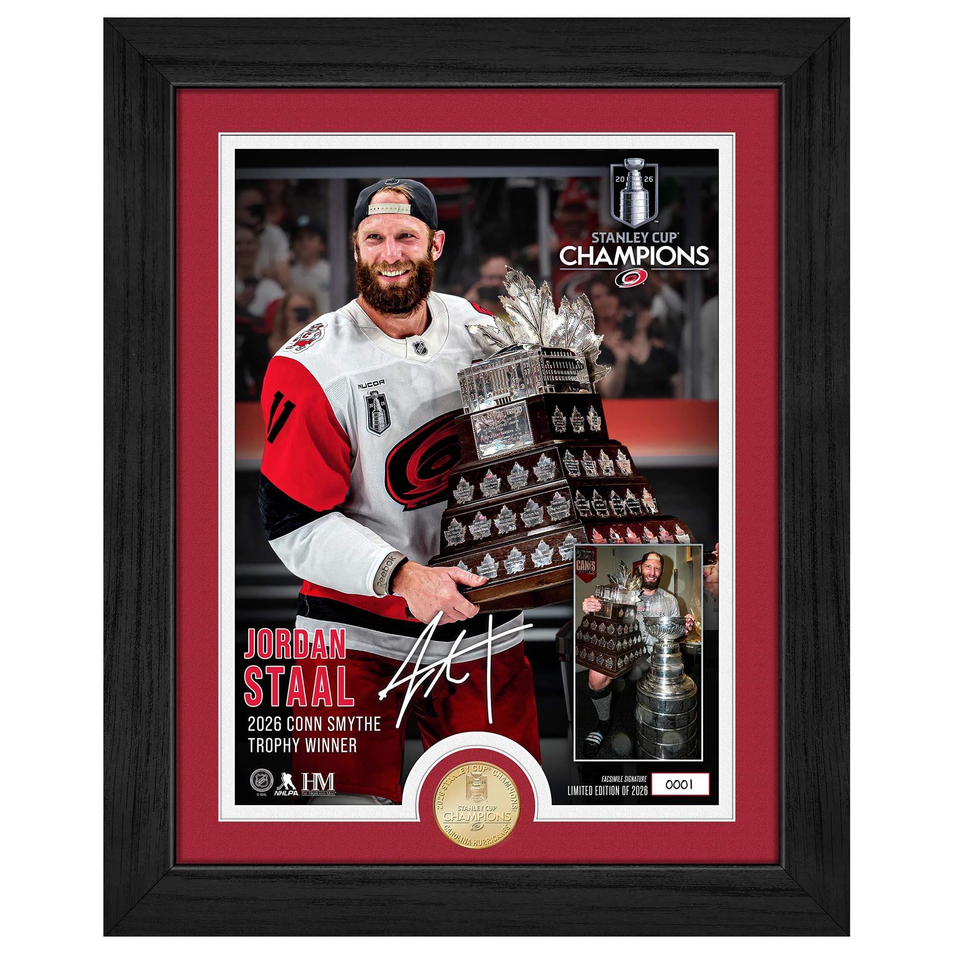 Jordan Staal 2026 Conn Smythe Award Bronze Coin Gerahmtes Bild