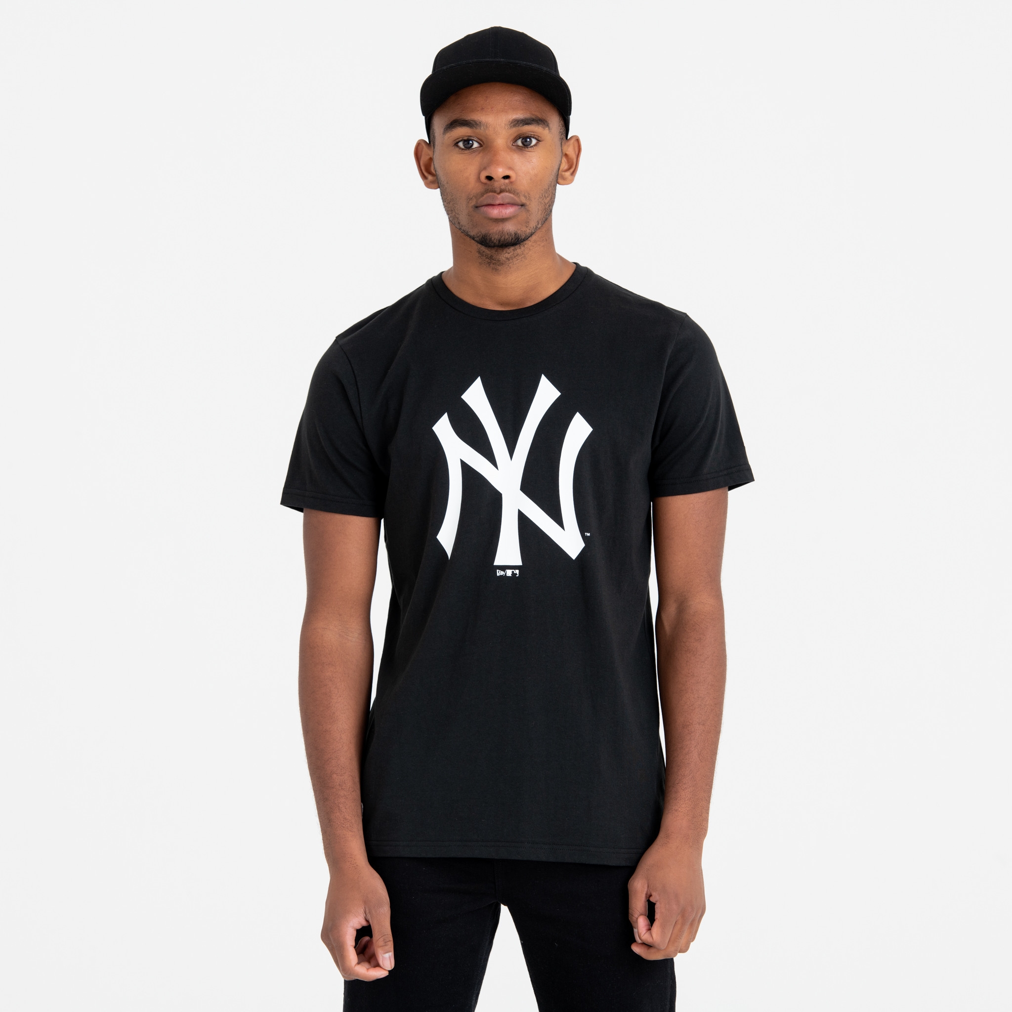 New York Yankees Team Logo New Era MLB T-Shirt Schwarz