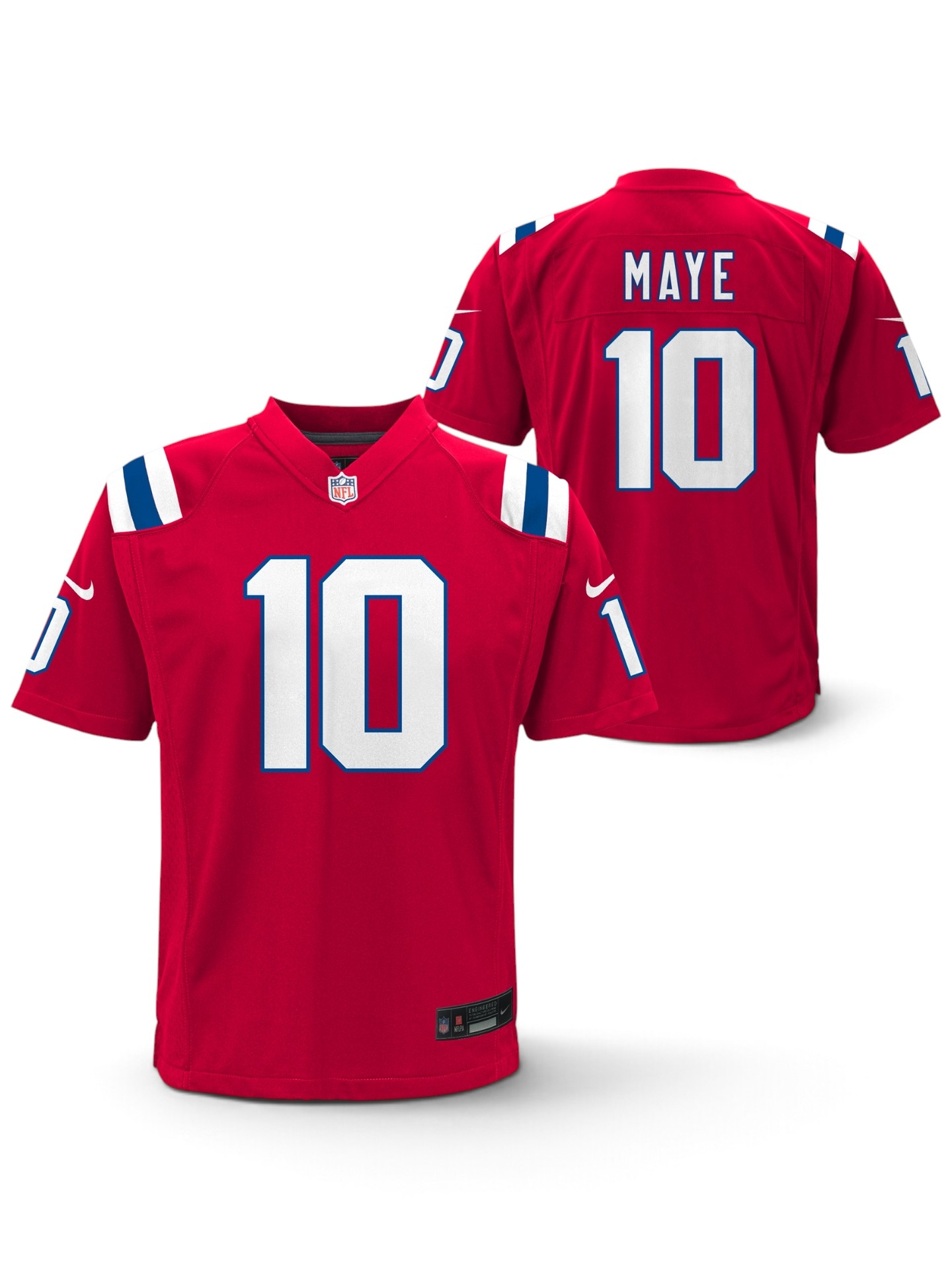 Drake Maye #10 New England Patriots Game NFL Trikot Rot (YOUTH)
