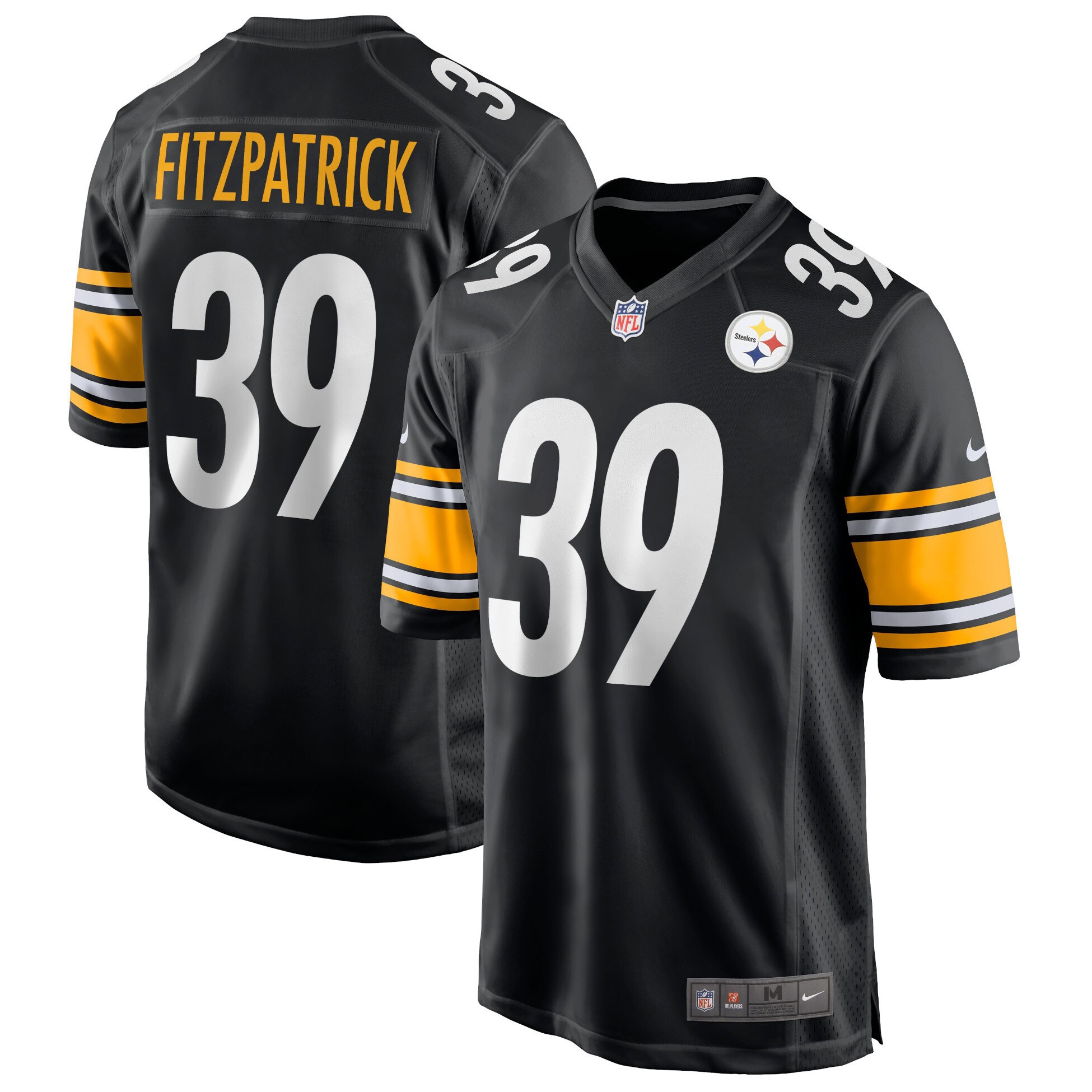 Minkah Fitzpatrick #39 Pittsburgh Steelers Nike Game NFL Football Trikot Schwarz