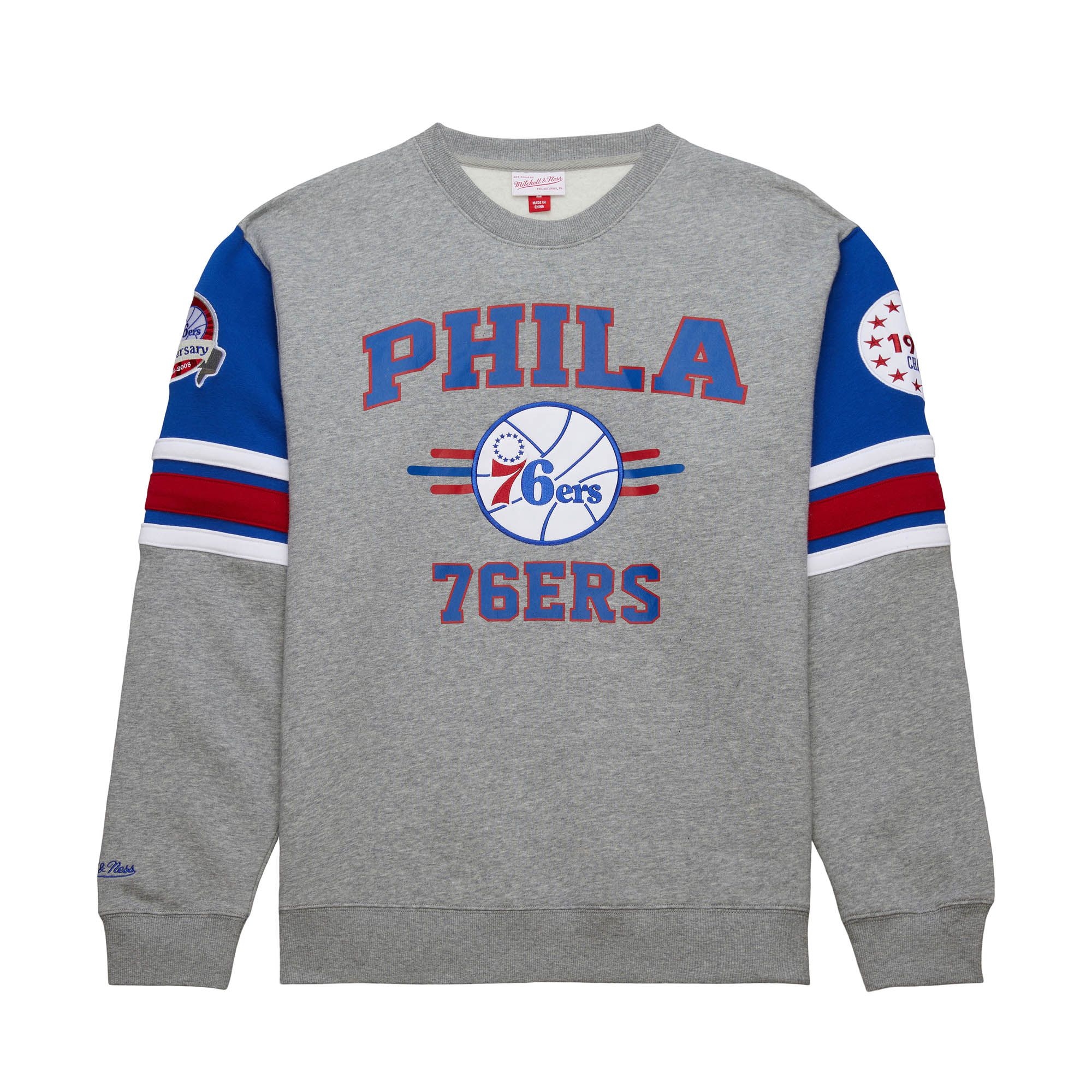 Philadelphia 76ers Mitchell & Ness All Over 4.0 Crew NBA Pullover Grau