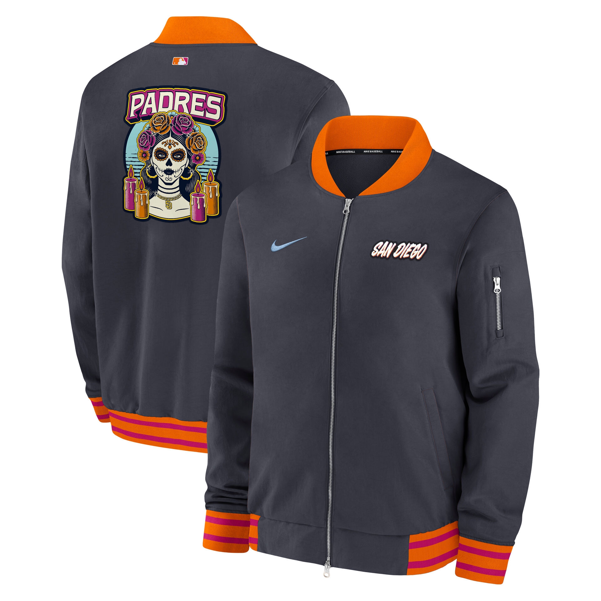 San Diego Padres City Connect 2026 MLB Authentic Dugout Bomber Jacke Navy