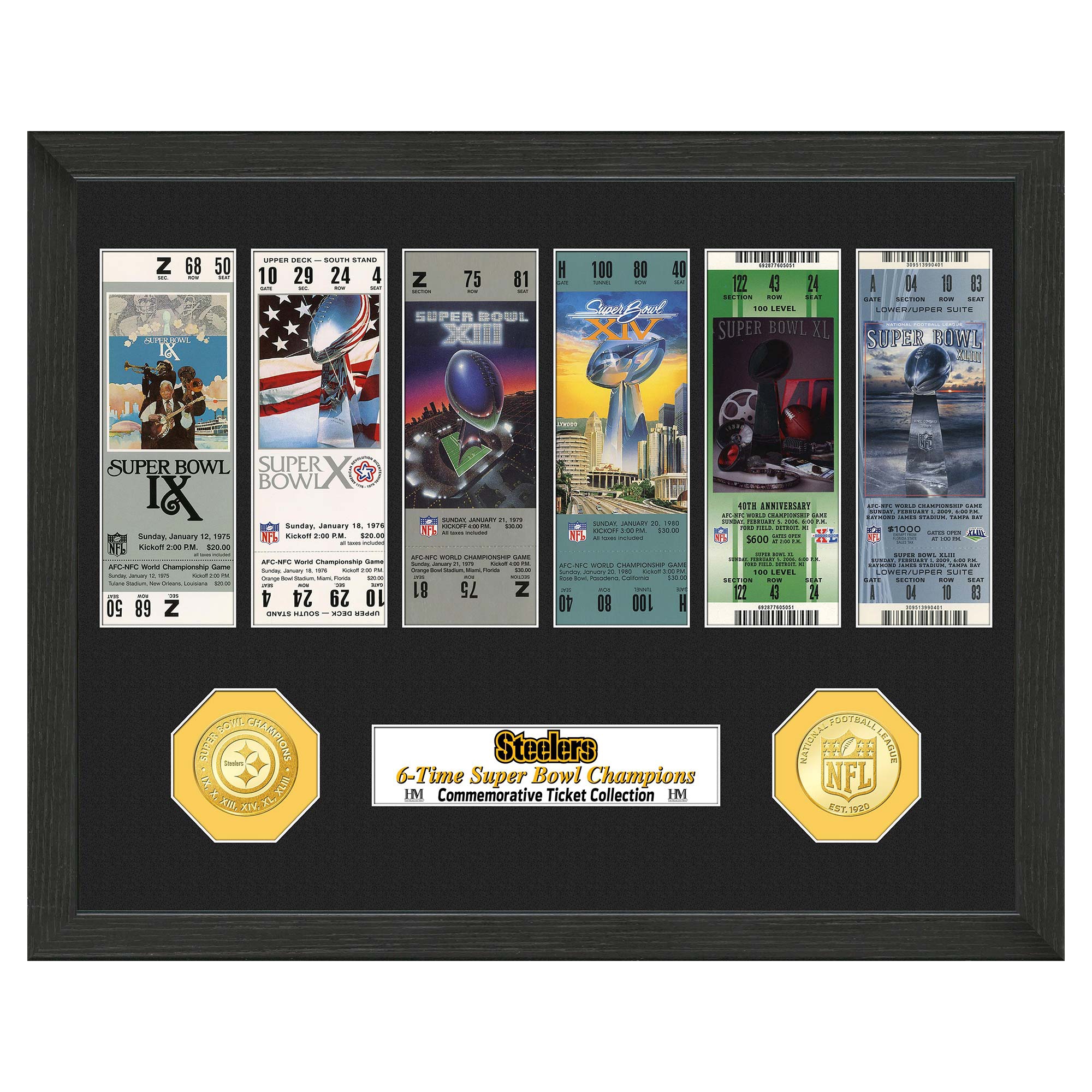Pittsburgh Steelers Super Bowl Tickets Bronze Coins Gerahmtes NFL Bild