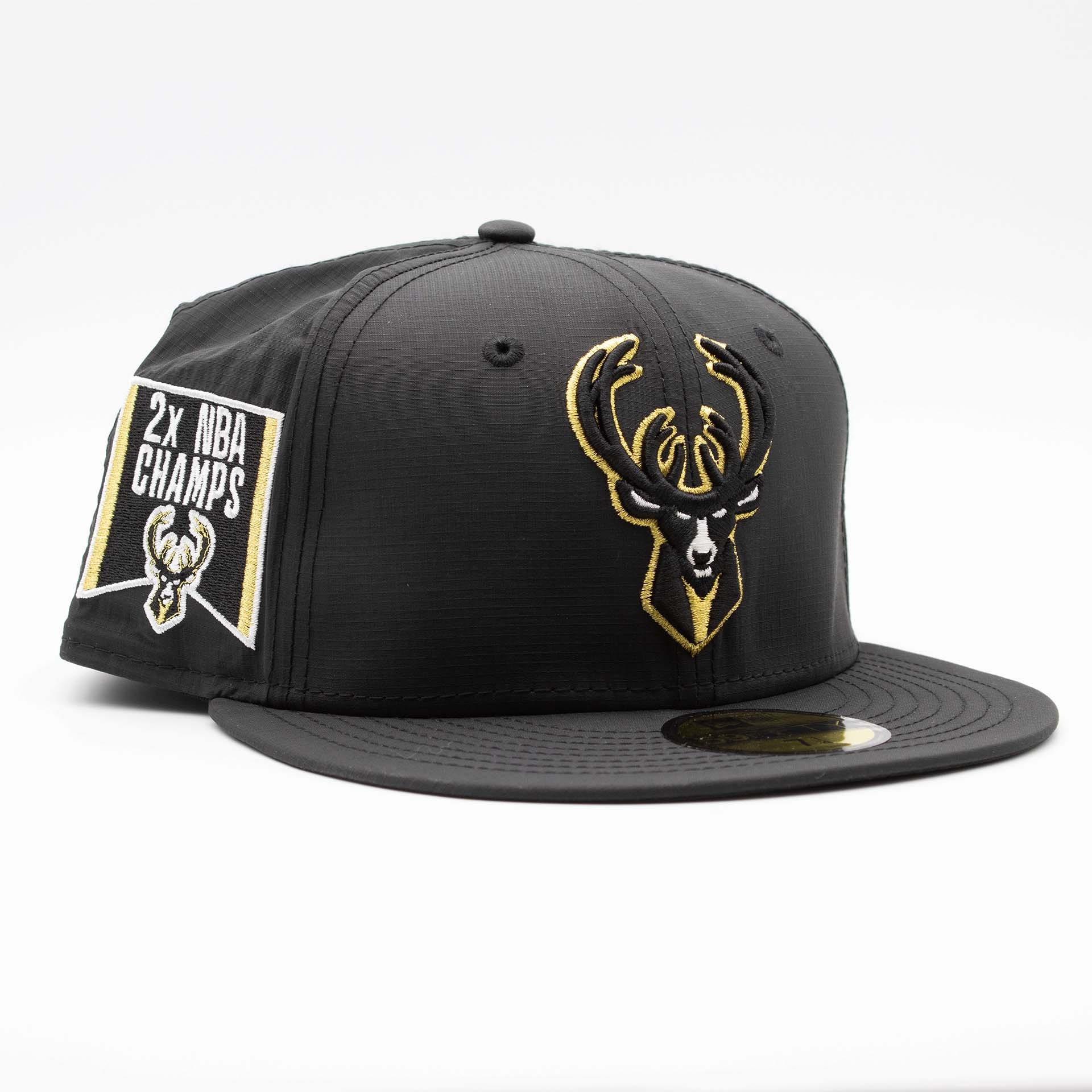 Milwaukee Bucks 2x NBA Champs Ripstop 59FIFTY Fitted Cap Schwarz