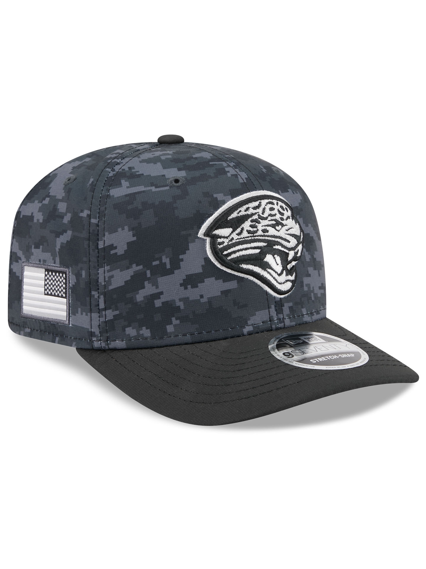 Jacksonville Jaguars Throwback 2026 NFL Salute to Service 9SEVENTY Stretch-Snap Cap Black