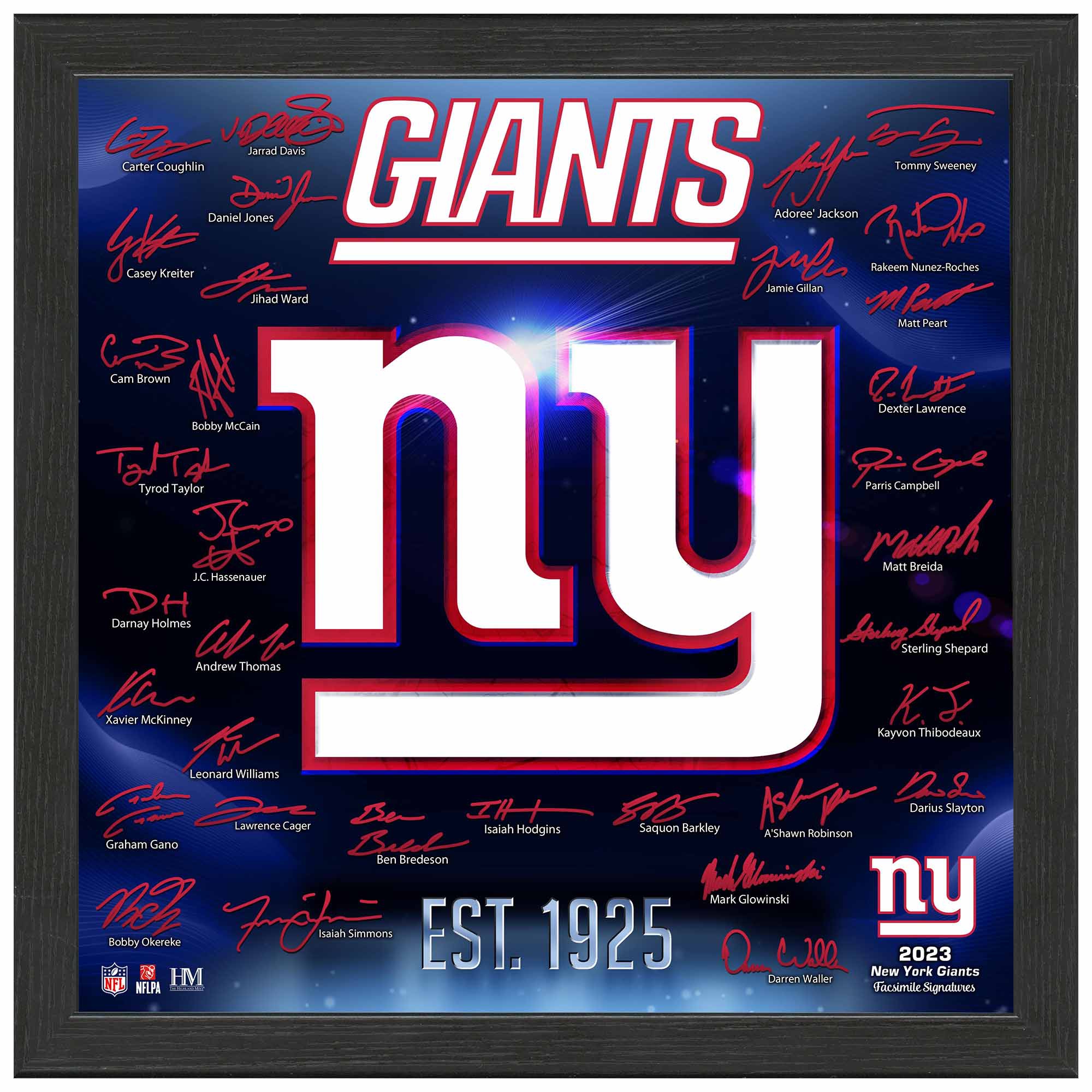 New York Giants 2023/24 Signature Team Logo Gerahmtes NFL Bild