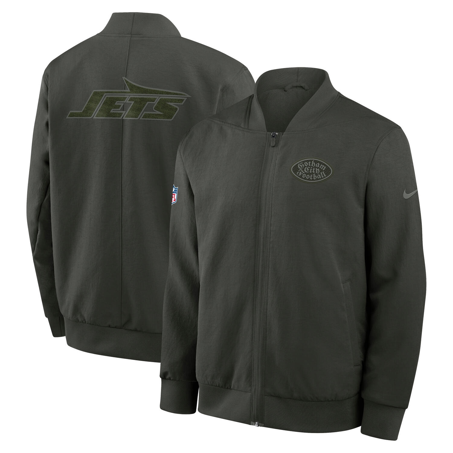 New York Jets 2025 Rivalries Sideline Bomber Jacke Olive