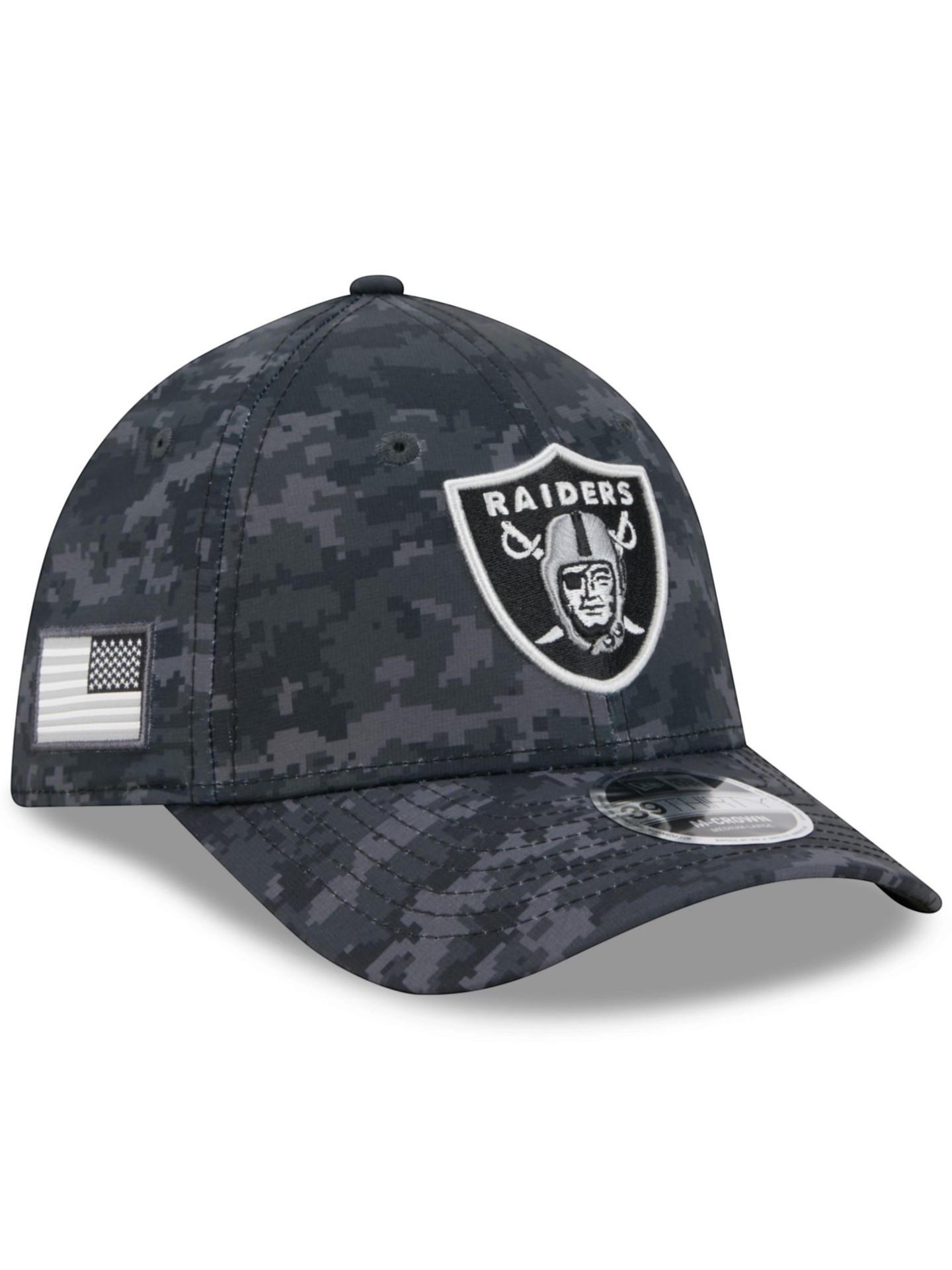 Las Vegas Raiders 2026 NFL Salute to Service 39THIRTY M-Crown Flex Cap Black
