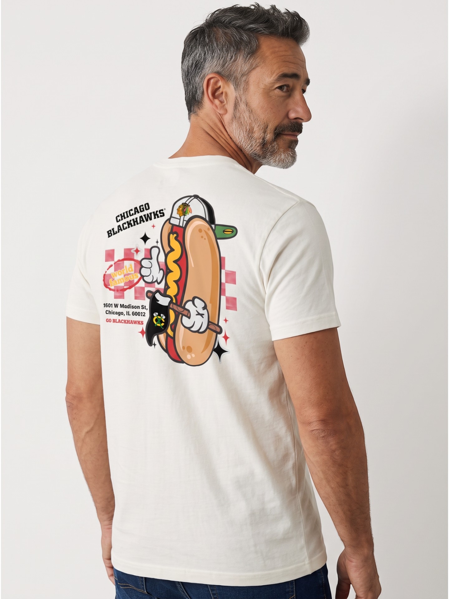 Chicago Blackhawks Ballpark Hot Dog Oversized NHL T-Shirt Cream