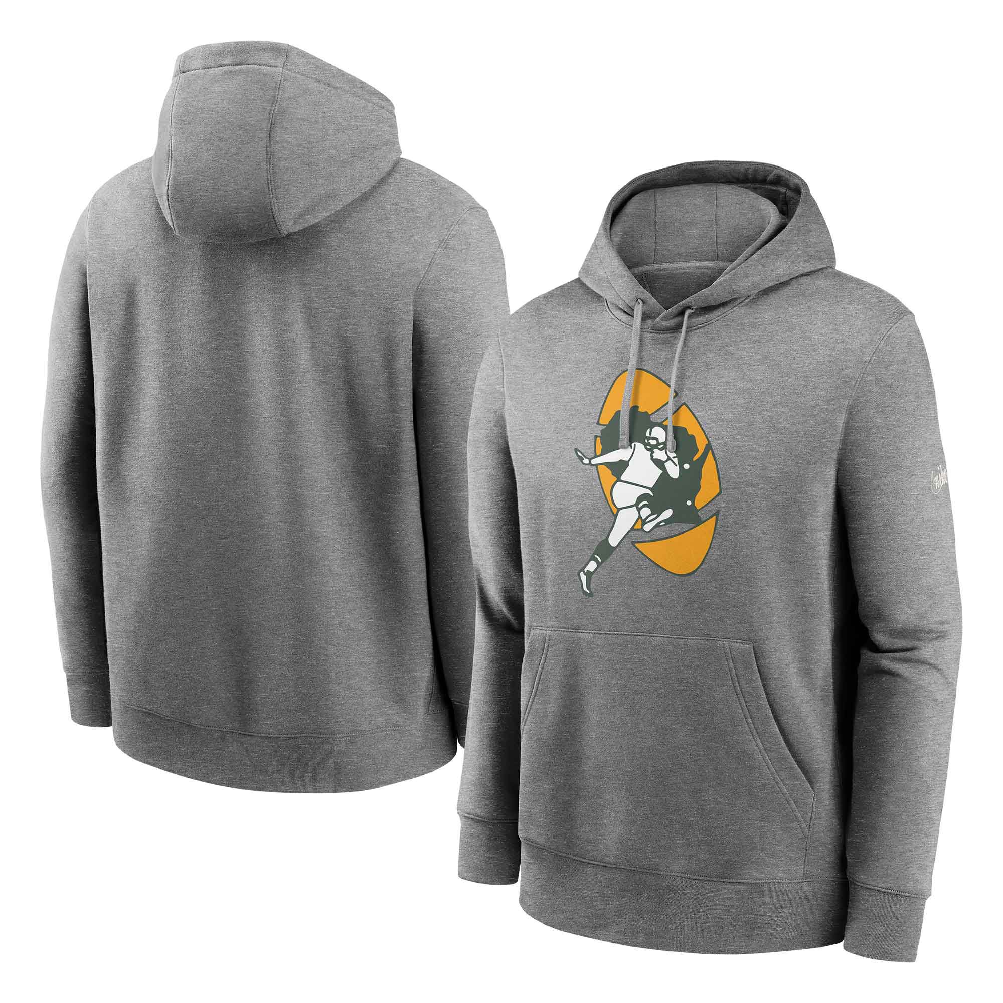 Green Bay Packers Rewind Throwback Fleece NFL Hoodie Grau