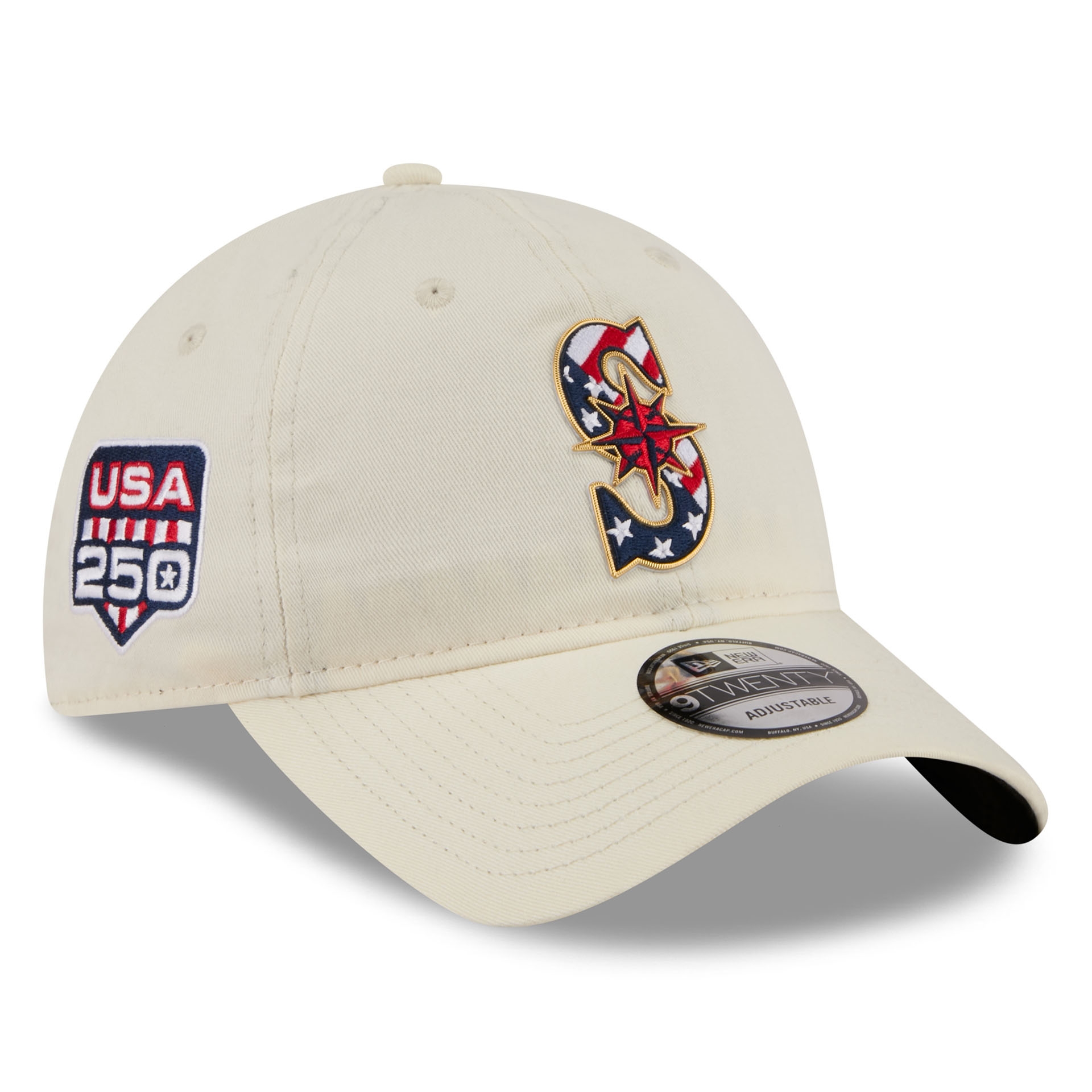 Seattle Mariners 4th of July USA 250 9TWENTY Adjustable Cap Cream