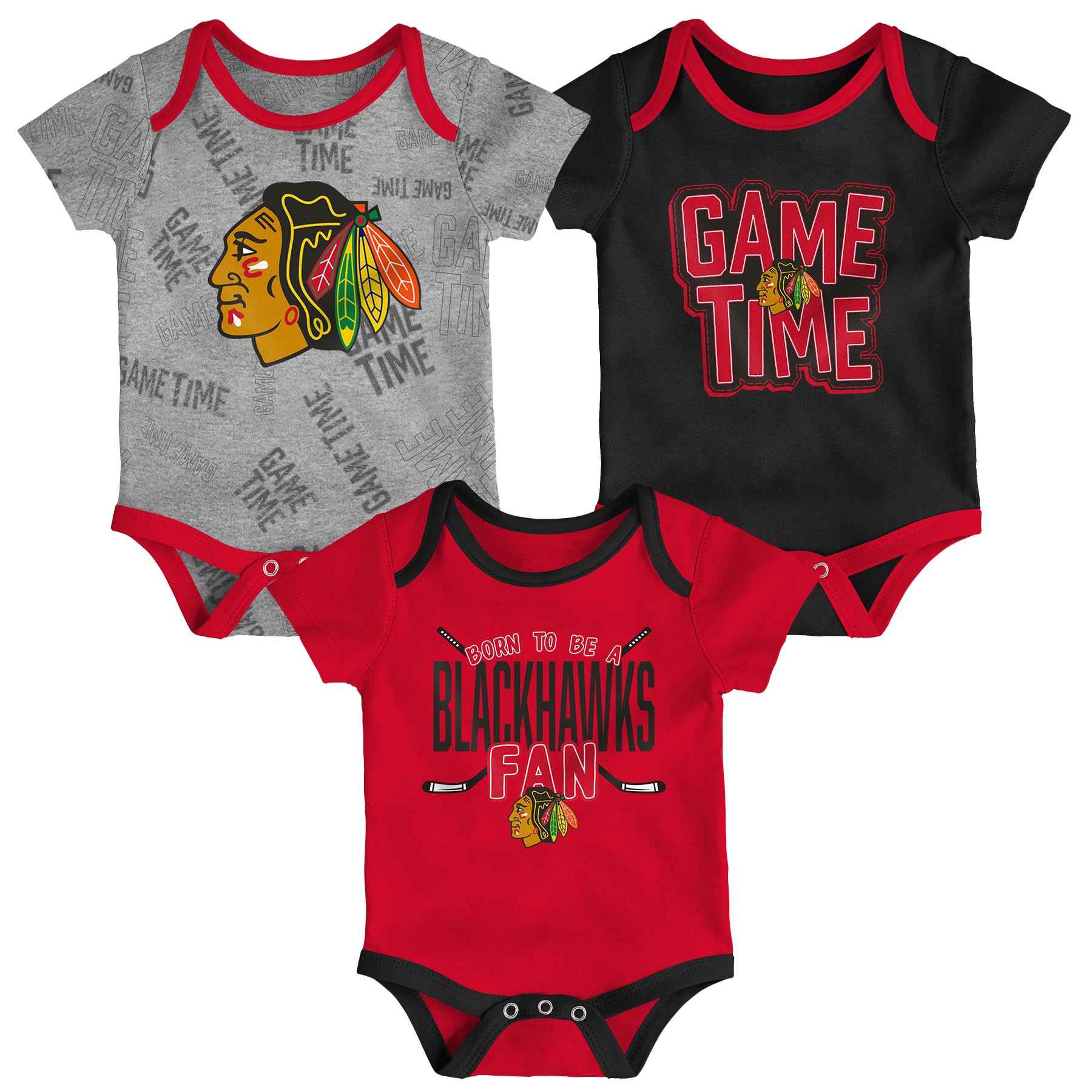 Chicago Blackhawks Game Time NHL Baby Body-Set (3er-Pack)