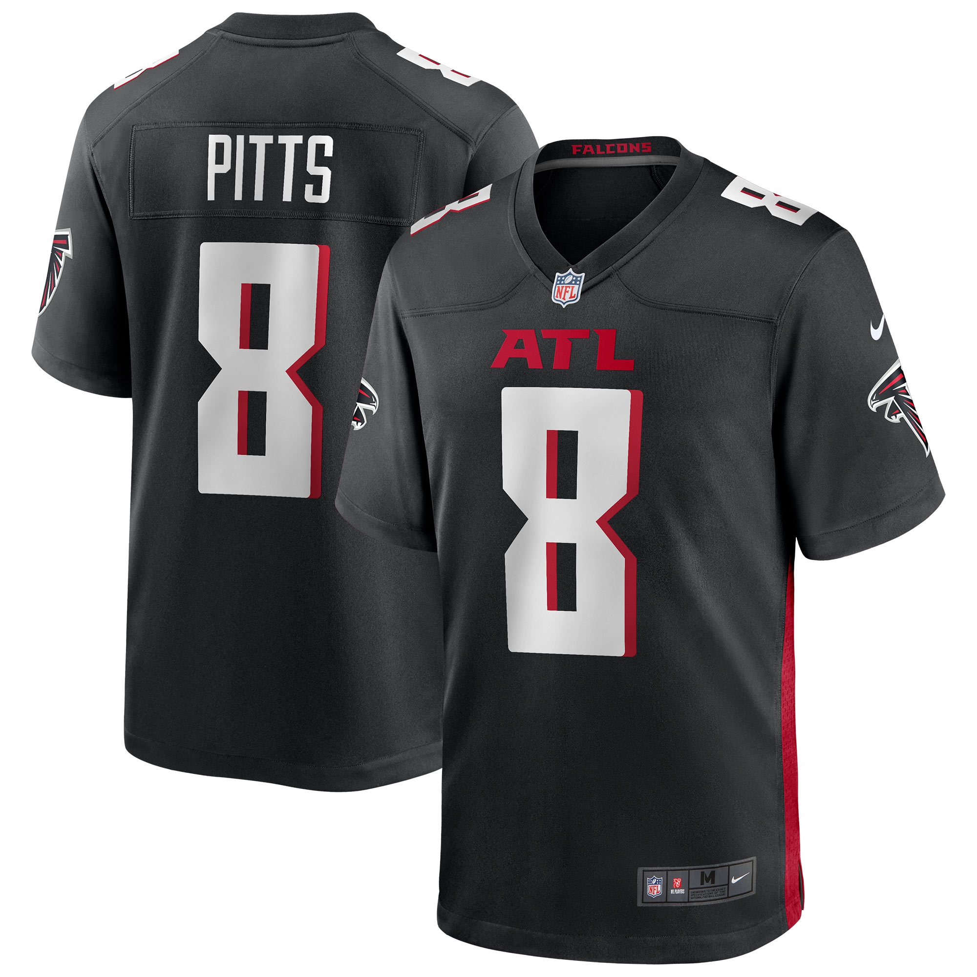 Kyle Pitts #8 Atlanta Falcons Nike Game NFL Football Trikot Schwarz
