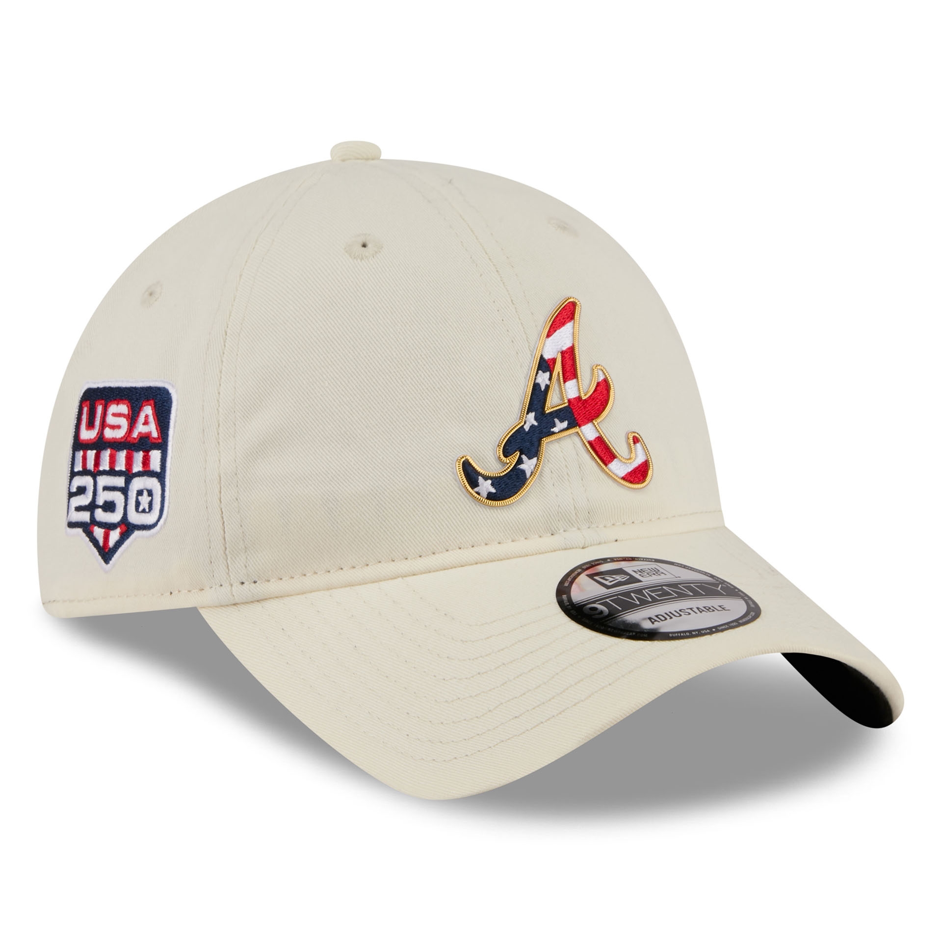 Atlanta Braves 4th of July USA 250 9TWENTY Adjustable Cap Cream