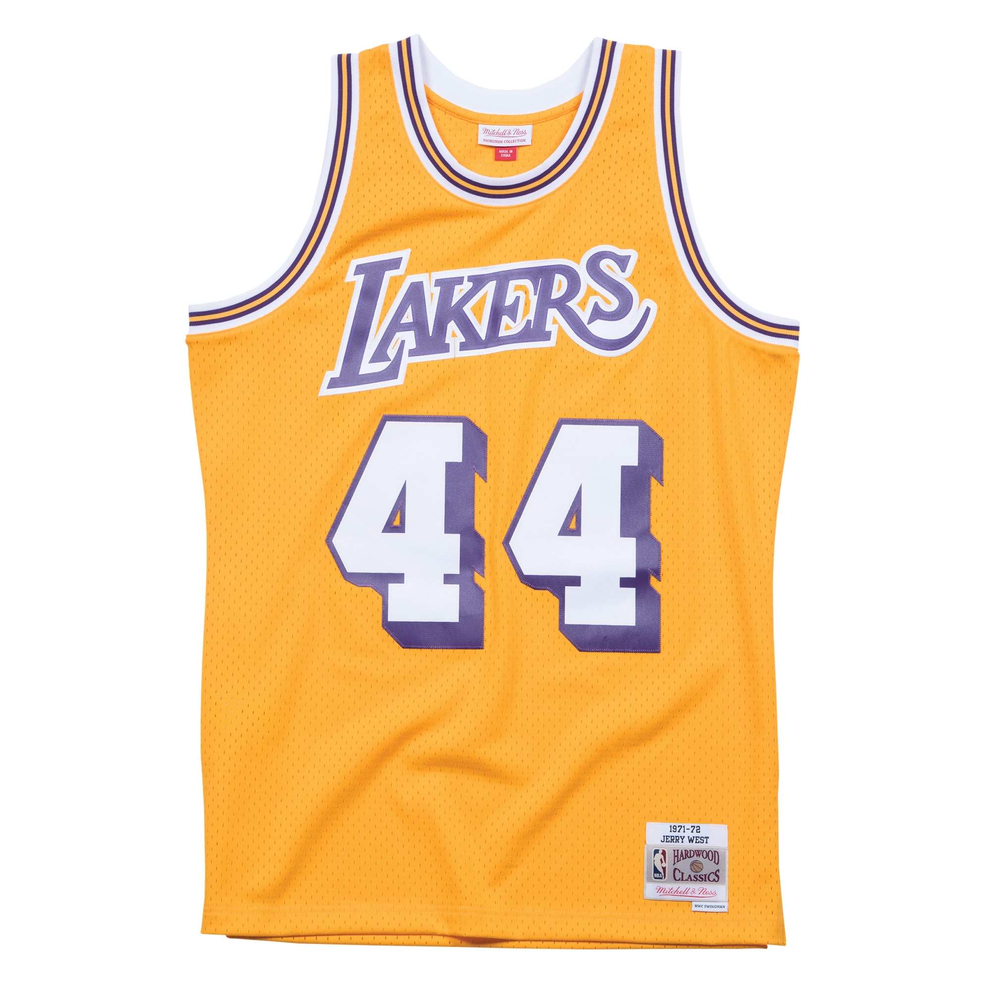 Jerry West #44 Los Angeles Lakers 1971-72 Swingman NBA Trikot Gelb