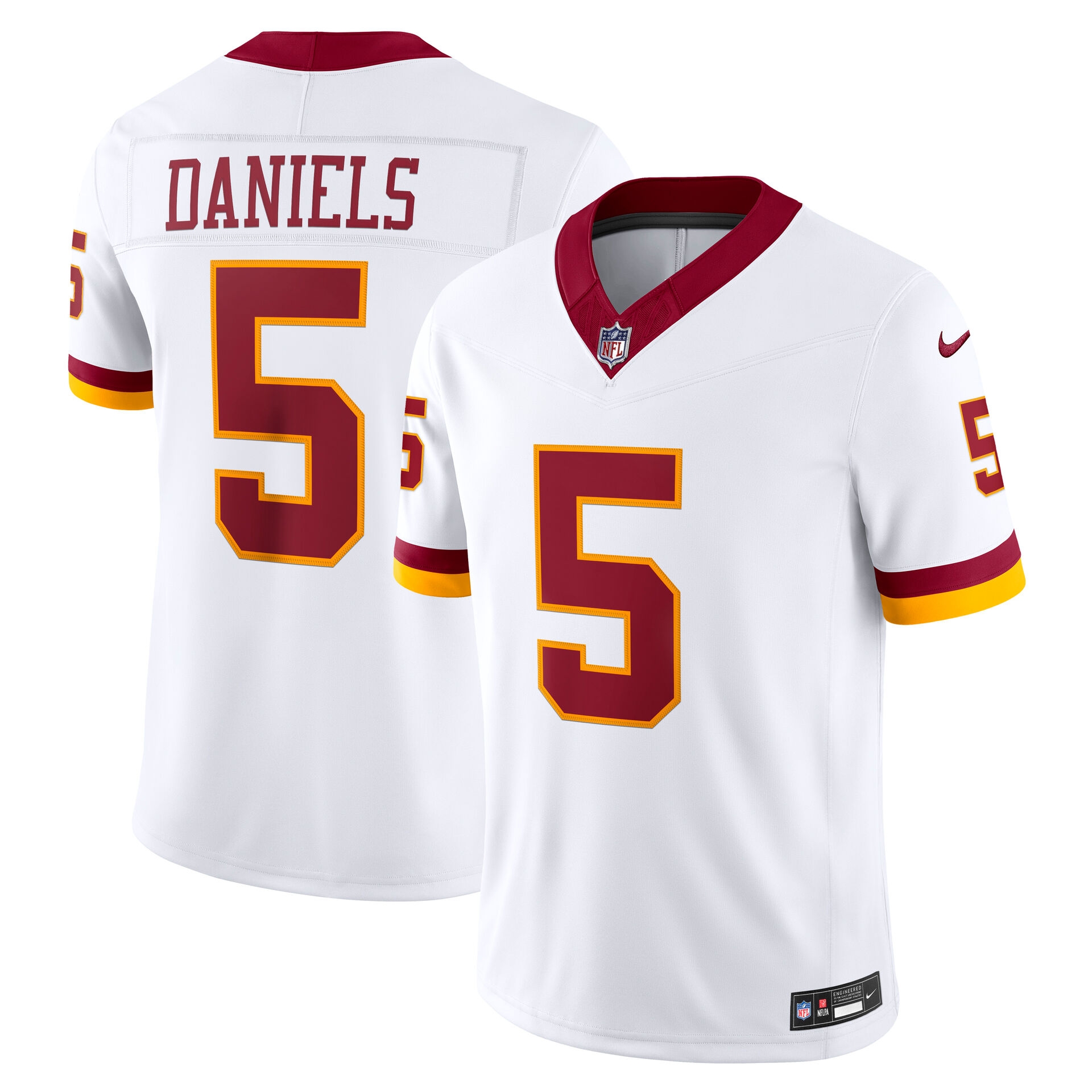 Jayden Daniels #5 Washington Commanders 2026 Stitched Limited NFL Trikot Weiß