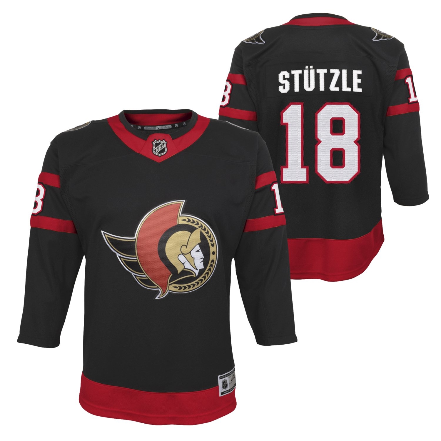 Tim Stützle #18 Ottawa Senators Premier NHL Trikot Schwarz (YOUTH)
