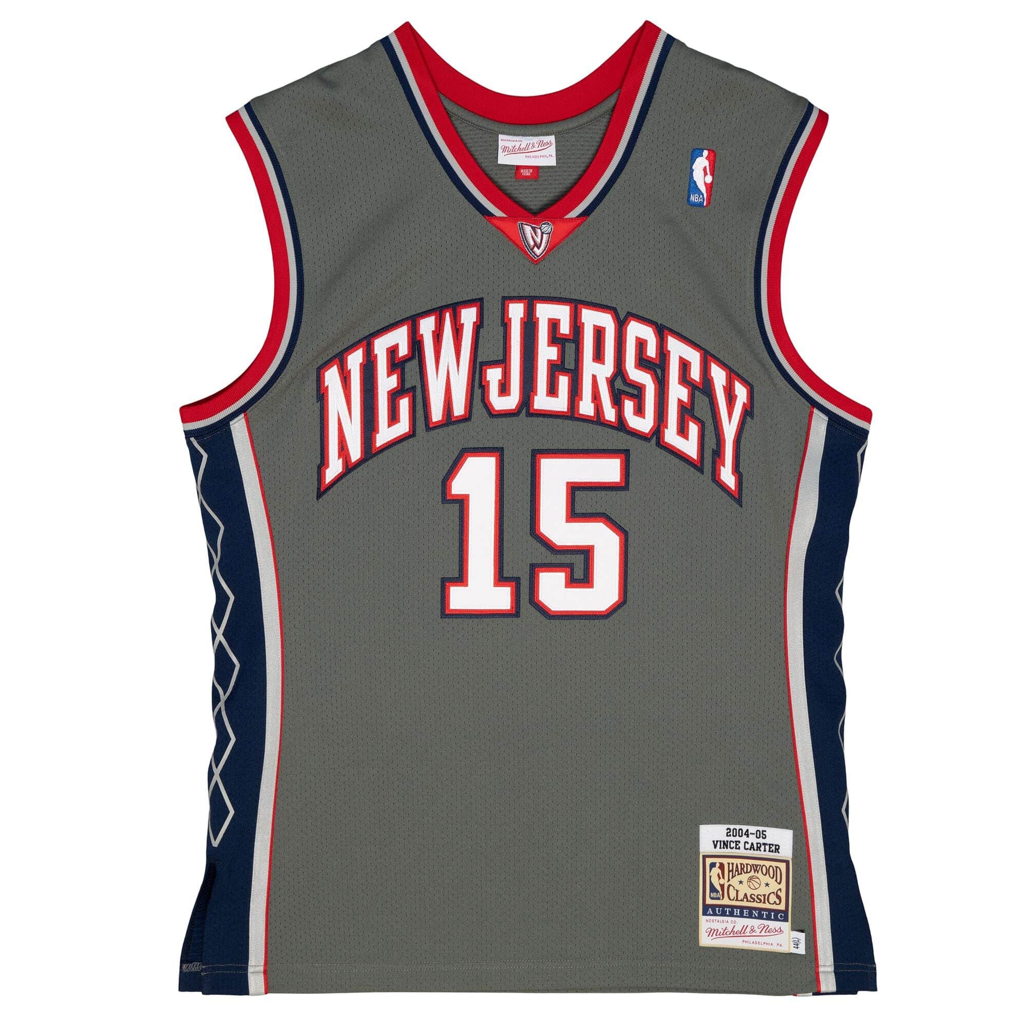 Vince Carter #15 New Jersey Nets 2004-05 Mitchell & Ness Authentic NBA Trikot Grau
