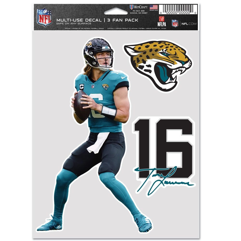 Trevor Lawrence #16 Jacksonville Jaguars Player NFL Aufkleber-Set (3 Stk.)