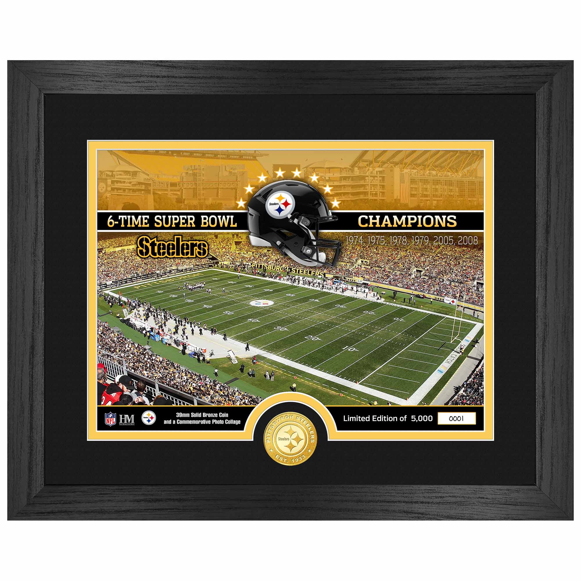 Pittsburgh Steelers Team Stadium Bronze Coin Gerahmtes NFL Bild