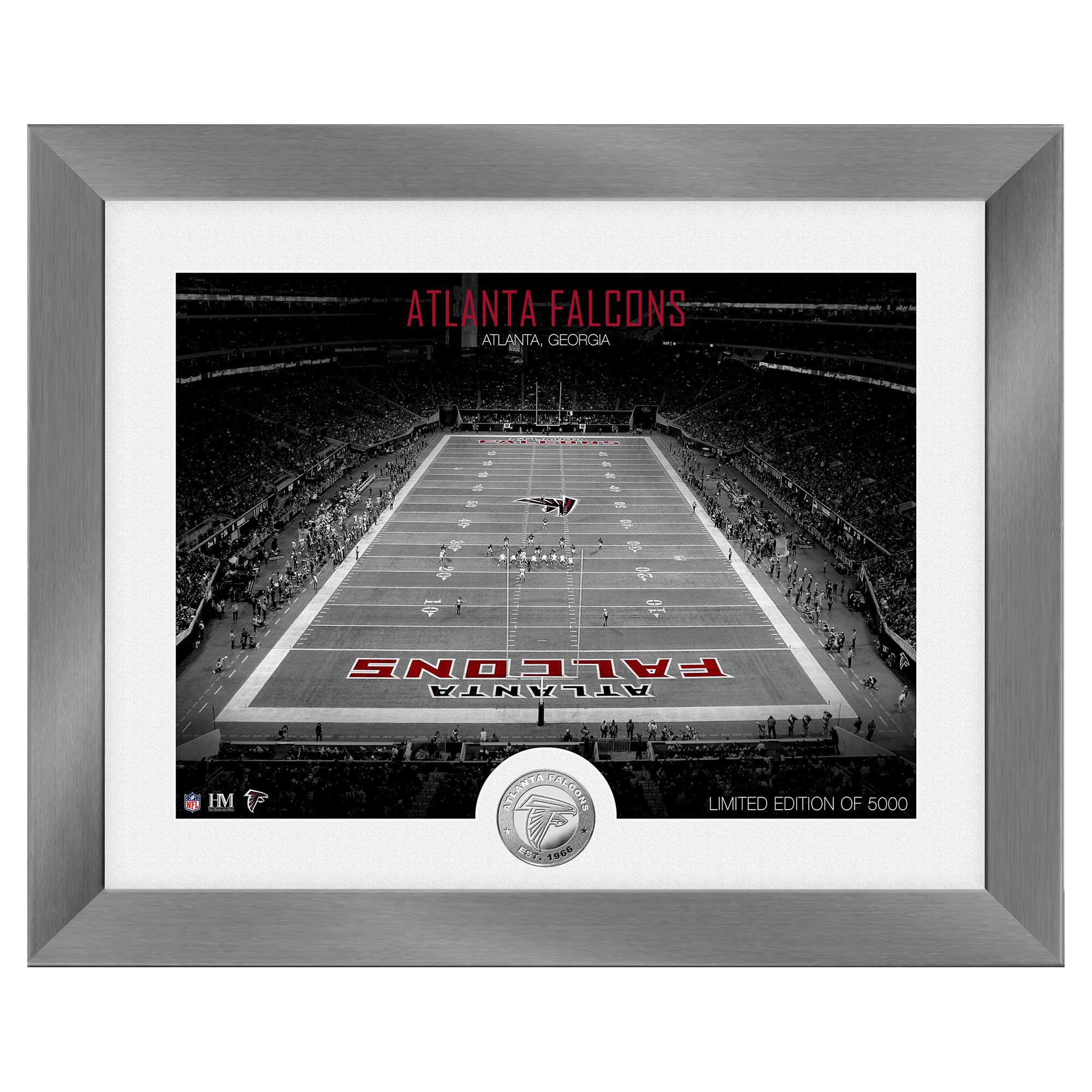 Atlanta Falcons Art Deco Stadium Silver Coin Gerahmtes NFL Bild