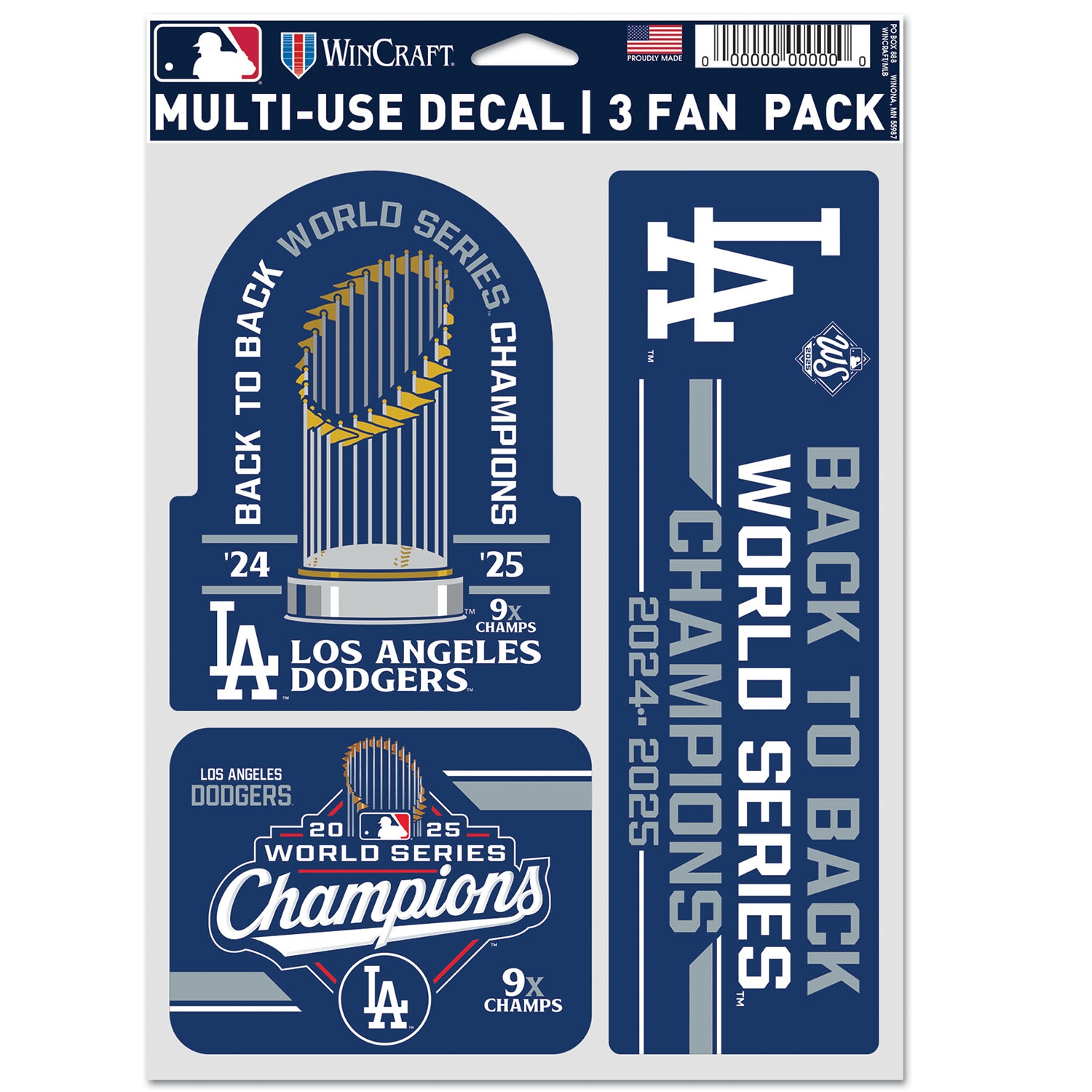 WinCraft Los Angeles Dodgers 2025 World Series Champions Decals