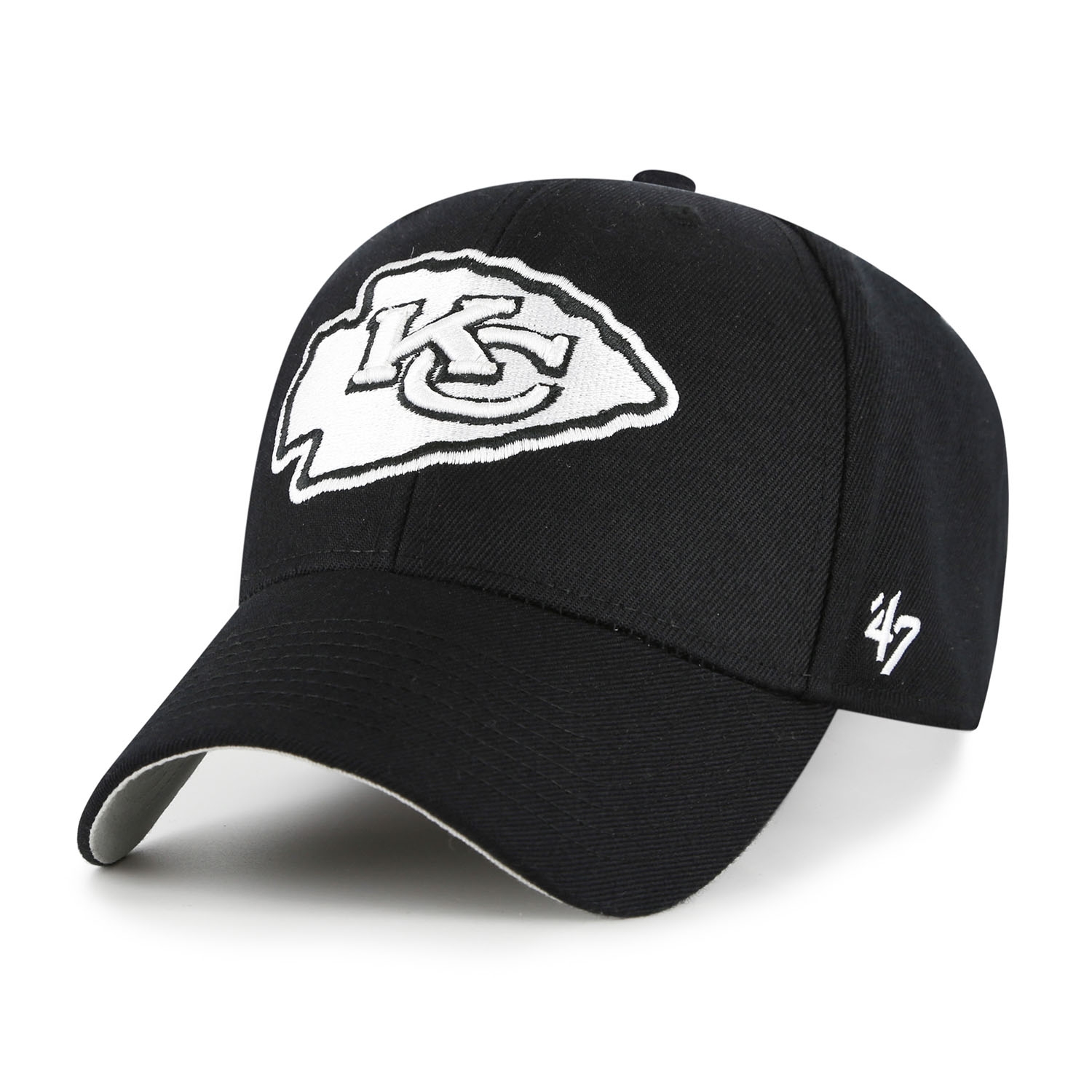 Kansas City Chiefs Black & White '47 MVP Adjustable NFL Cap Black