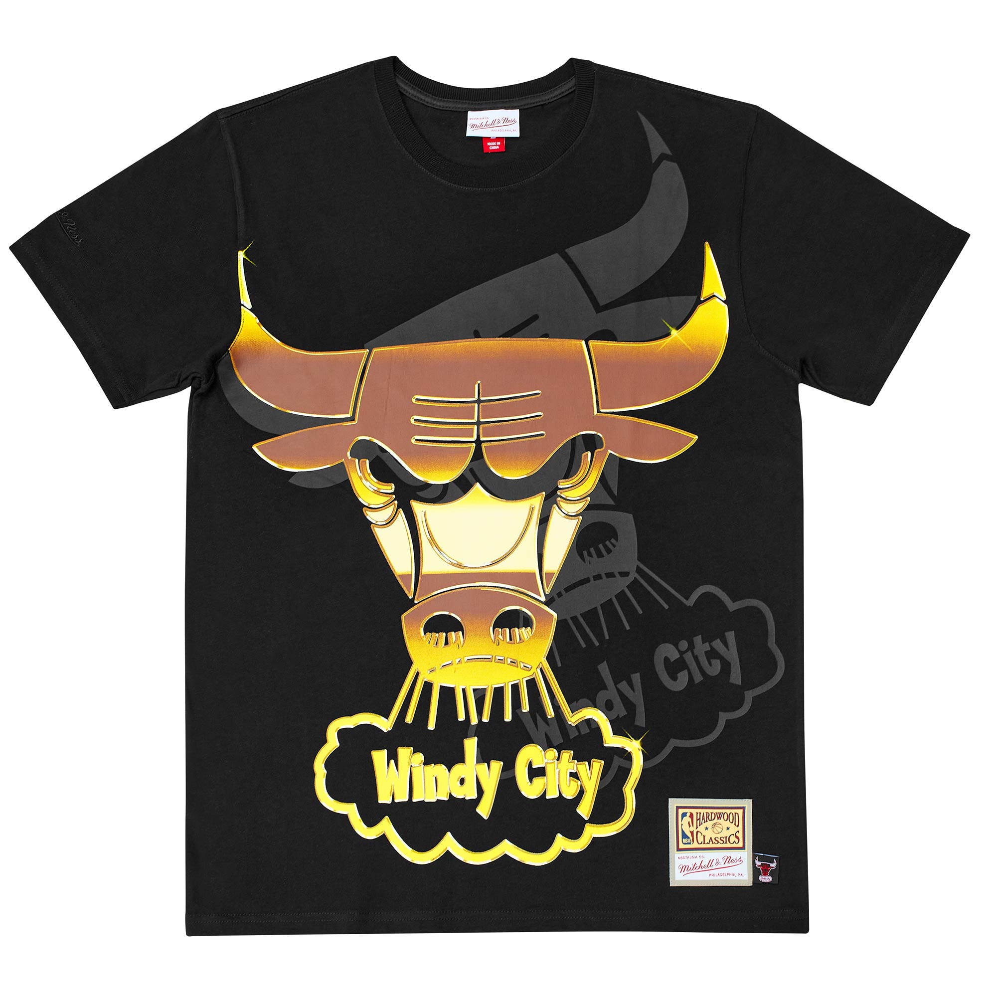 Chicago Bulls Big Face 4.0 Heavyweight Mitchell & Ness NBA T-Shirt Schwarz