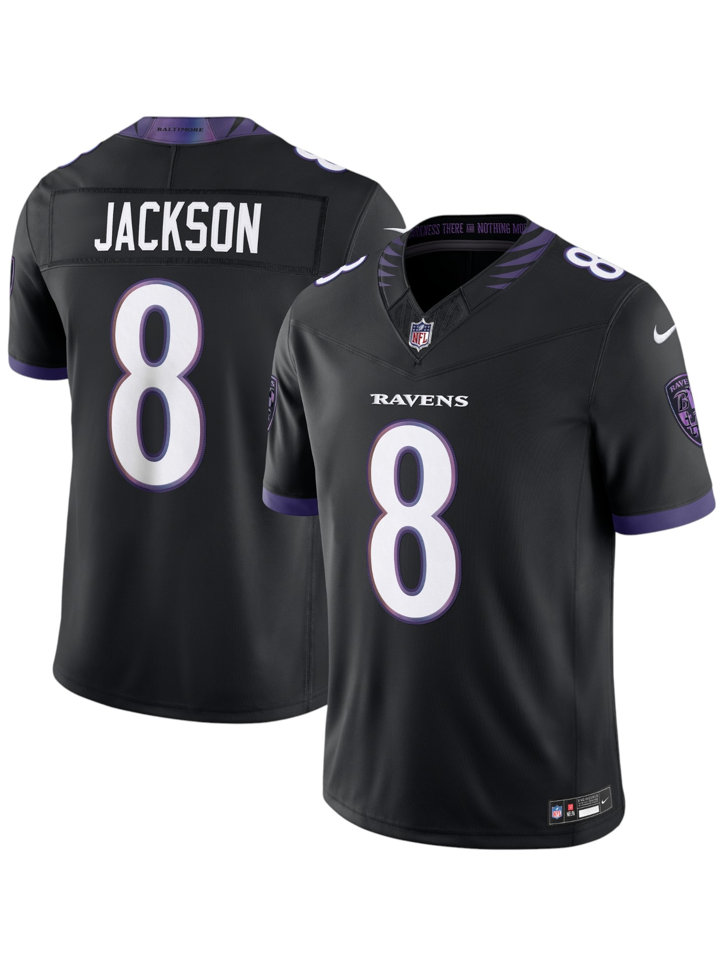 Lamar Jackson #8 Baltimore Ravens Stitched Limited NFL Trikot Schwarz