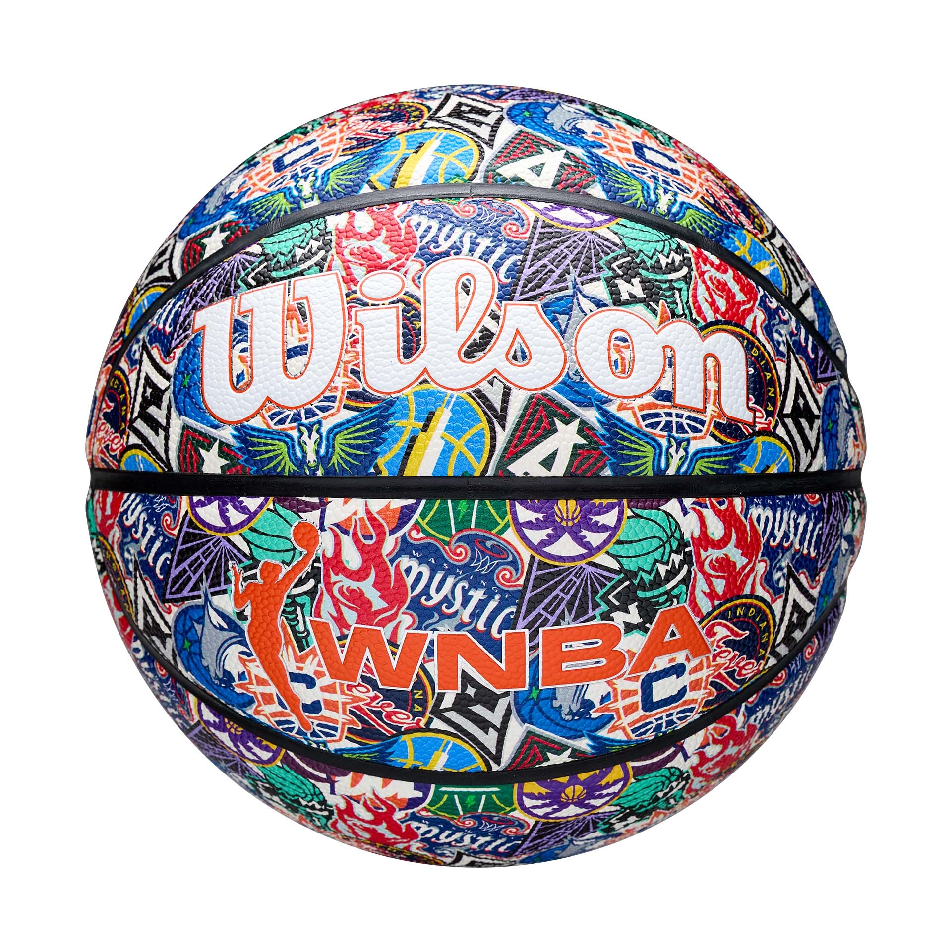 Wilson WNBA All-Over Team Logos Basketball (Size 6)