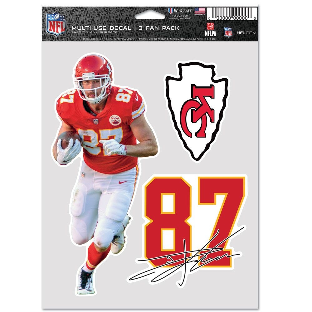 Travis Kelce #87 Kansas City Chiefs Player NFL Decals Set (3 Pcs.)