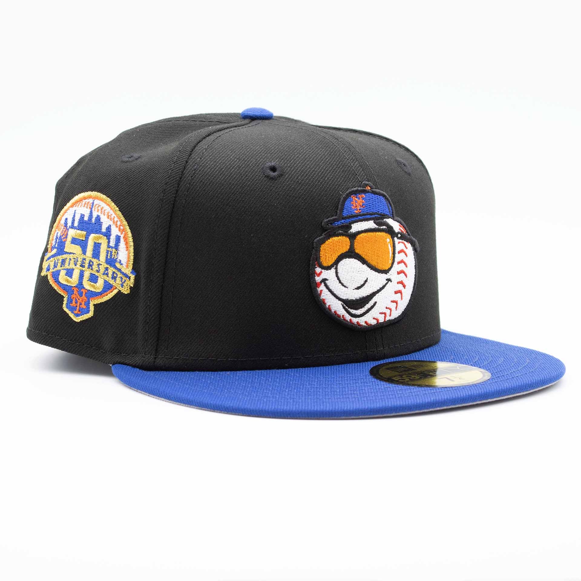 New York Mets Mr. Met 50th Anniversary 59FIFTY Fitted MLB Cap Schwarz/Blau