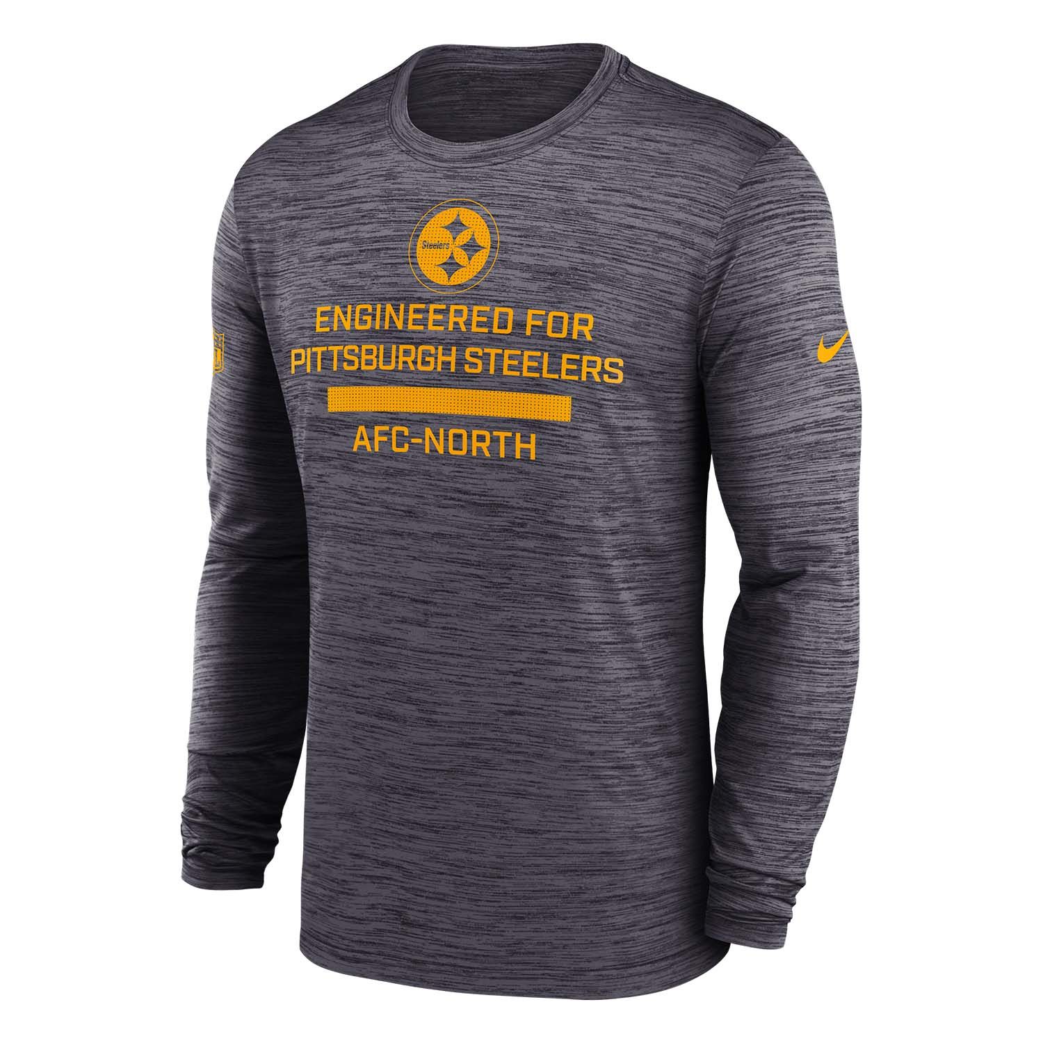 Pittsburgh Steelers 2025 NFL Sideline Nike Velocity Performance Long Sleeve T-Shirt Grau