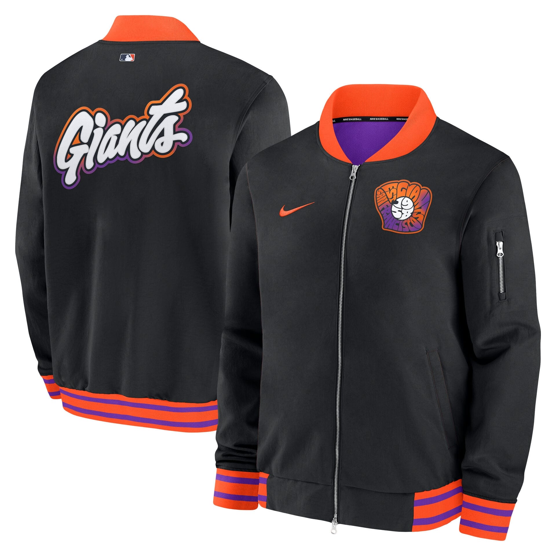 San Francisco Giants City Connect 2026 MLB Authentic Dugout Bomber Jacke Schwarz