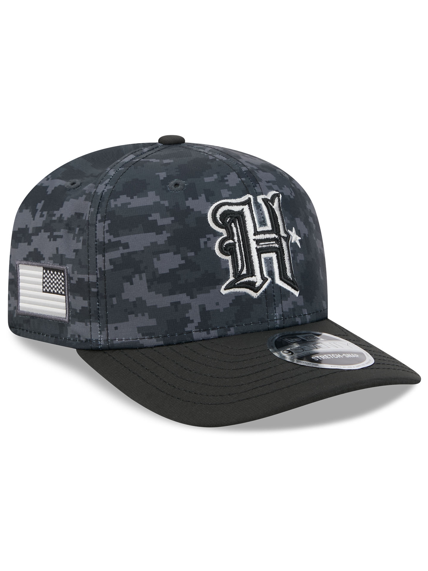 Houston Texans "H" 2026 NFL Salute to Service 9SEVENTY Stretch-Snap Cap Schwarz