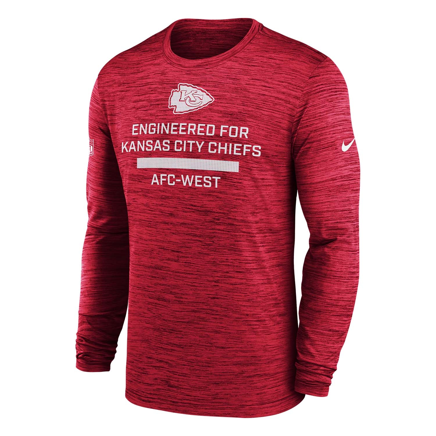 Kansas City Chiefs 2025 NFL Sideline Nike Velocity Performance Long Sleeve T-Shirt Rot
