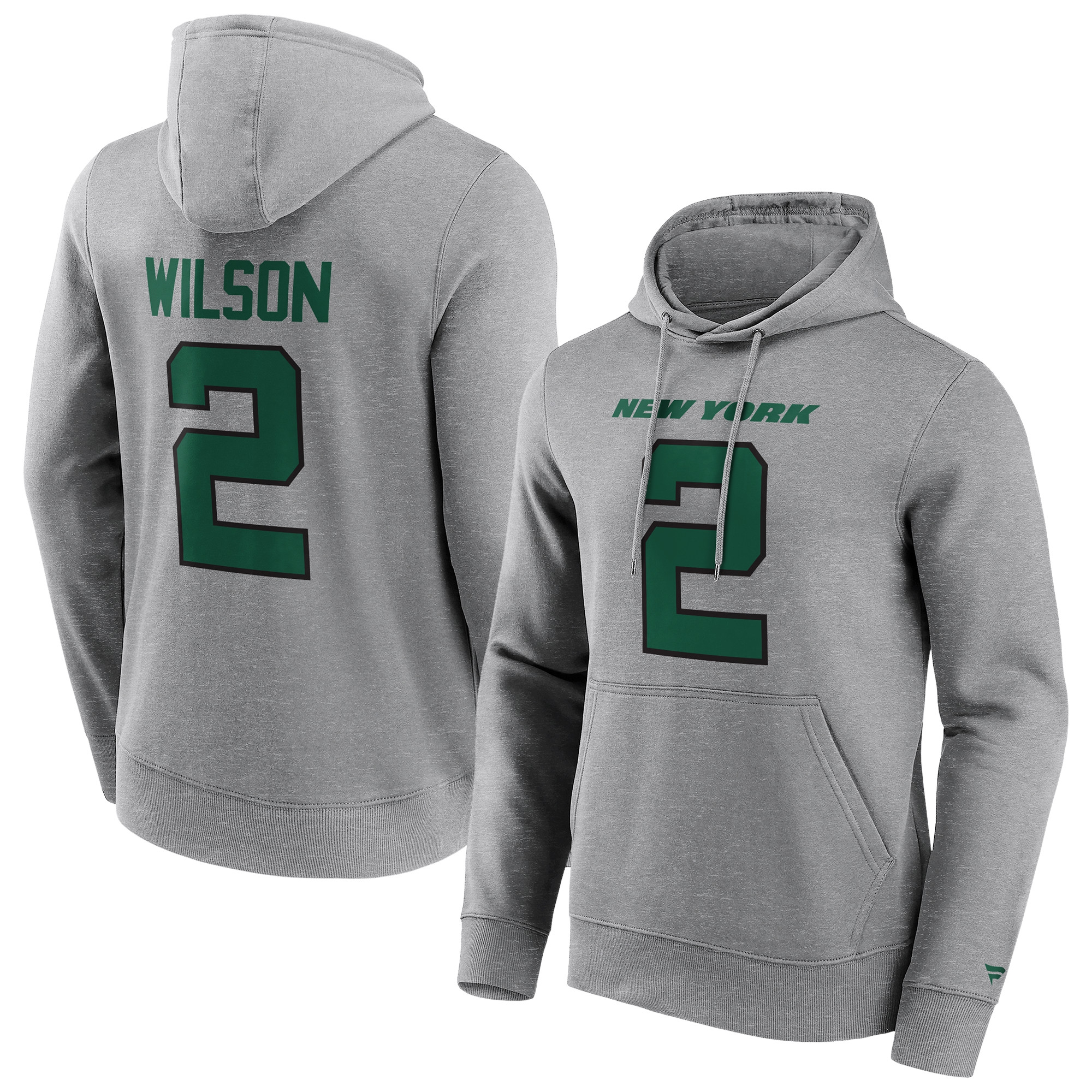 Zach Wilson #2 New York Jets Iconic Player NFL Hoodie Grau